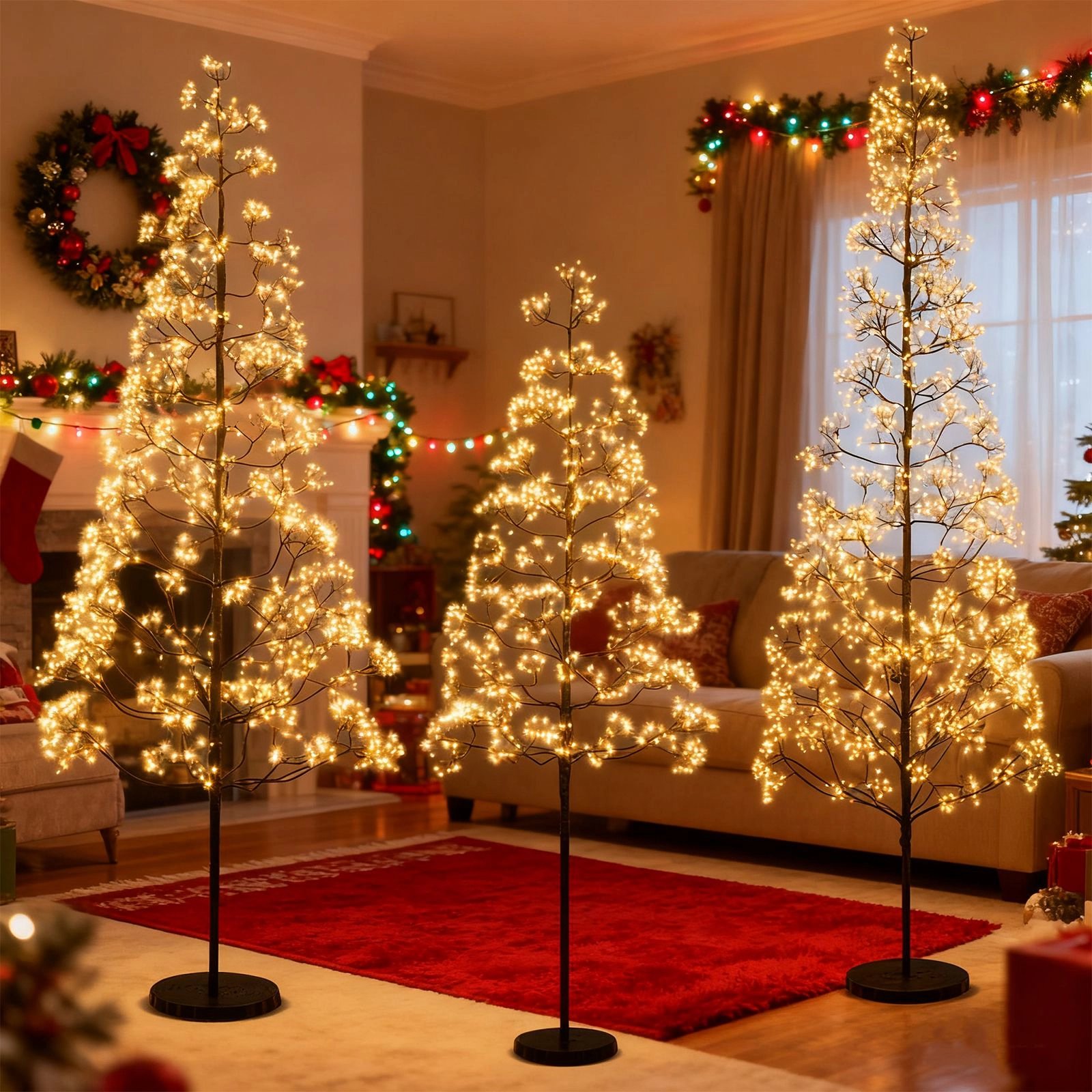 SlickBlue Artificial Lighted Alpine Tree with Dense Branch Tips and Weighted Base