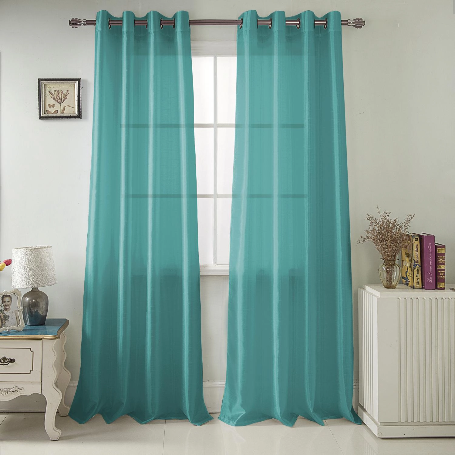 RT Designer Collection Nancy Grommet Luxurious Modern Design Curtain Panel 54" x 95" Teal