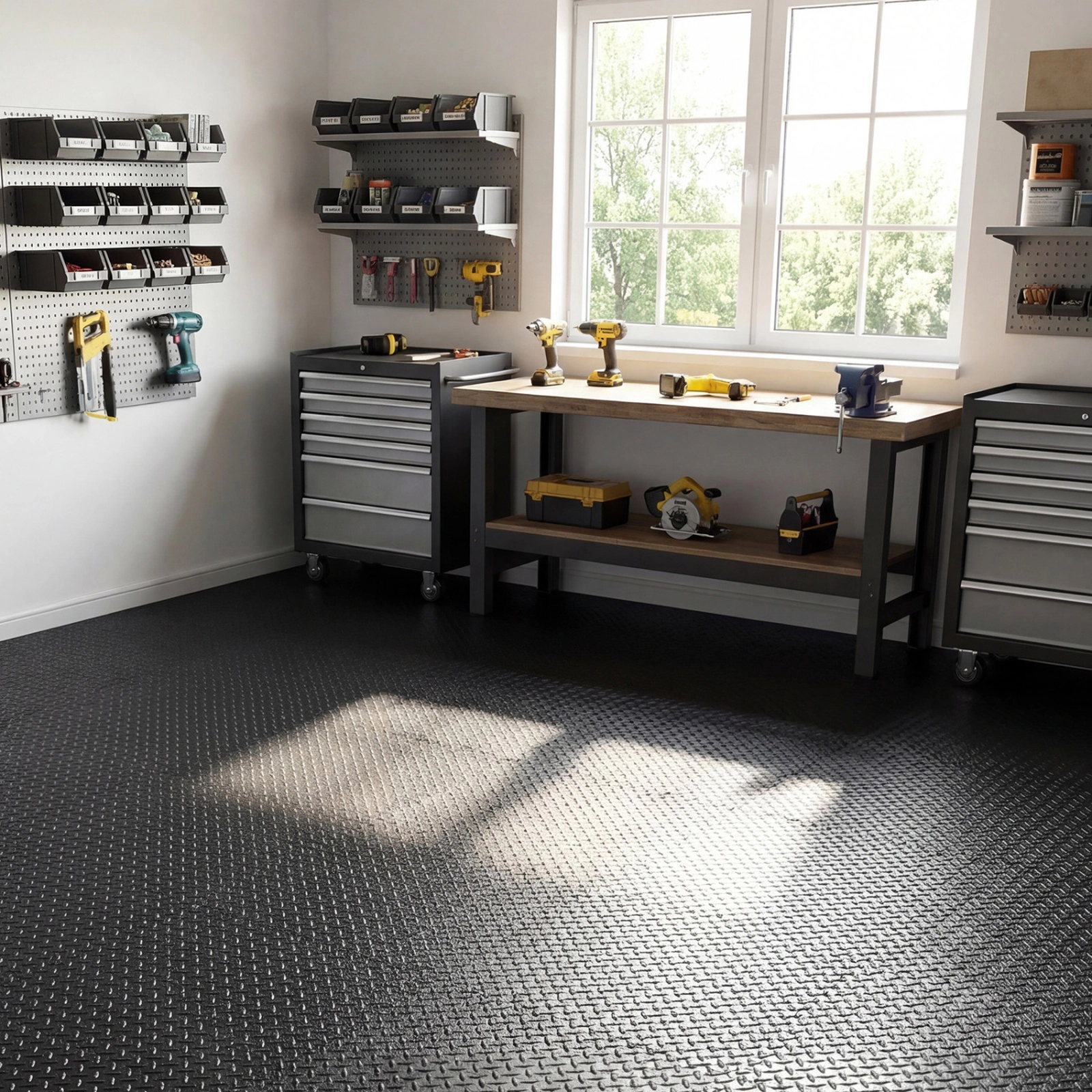 SUGIFT Black 24-Piece 25-in x 25-in 0.5-in Thick Interlocking EVA Foam Puzzle Exercise Floor Mats with Borders