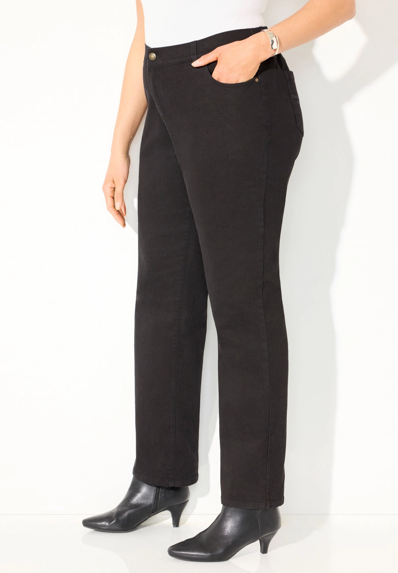 Catherines Women's Plus Right Fit Curvy Wide Leg Jean