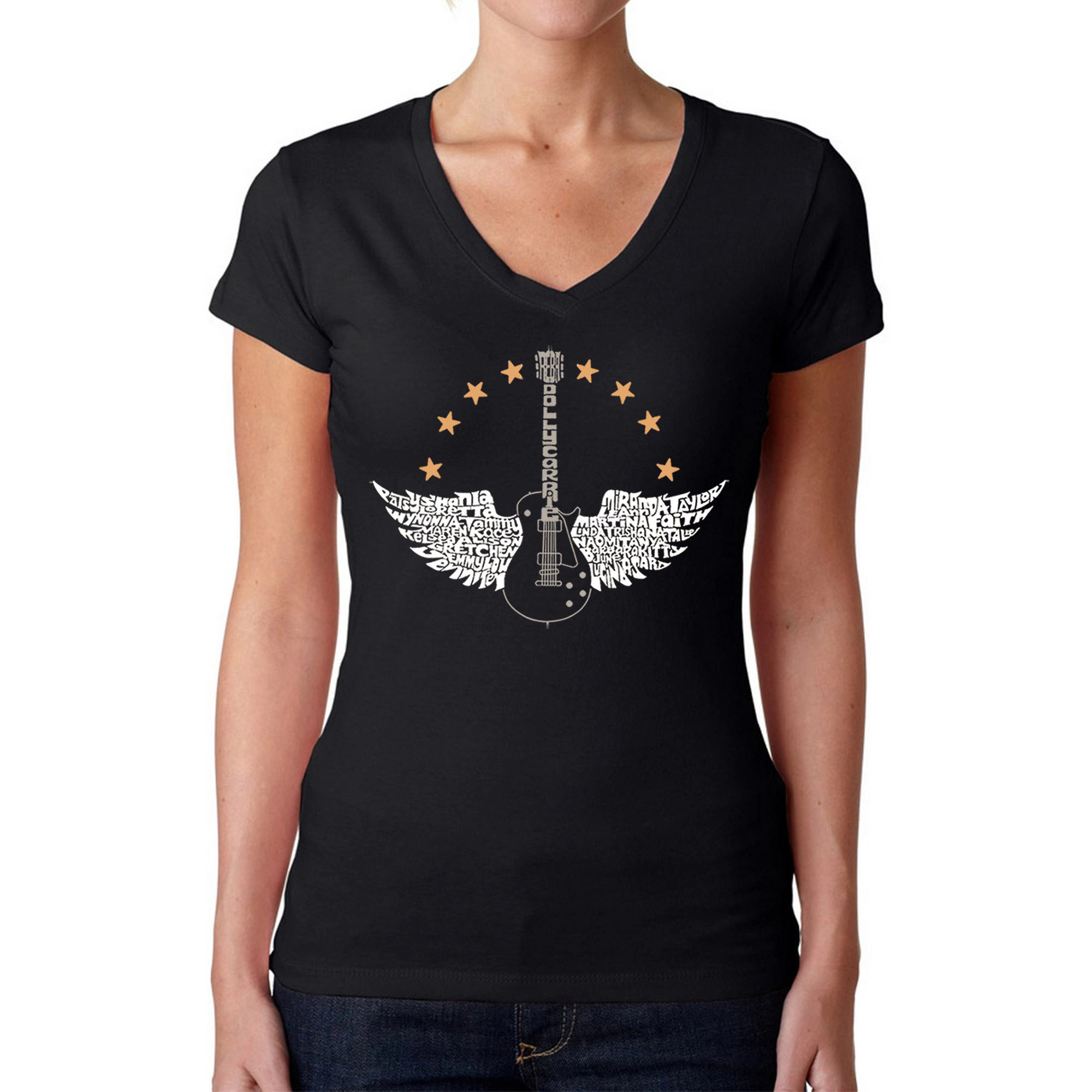 LA Pop Art Womens Word V-Neck T-Shirt