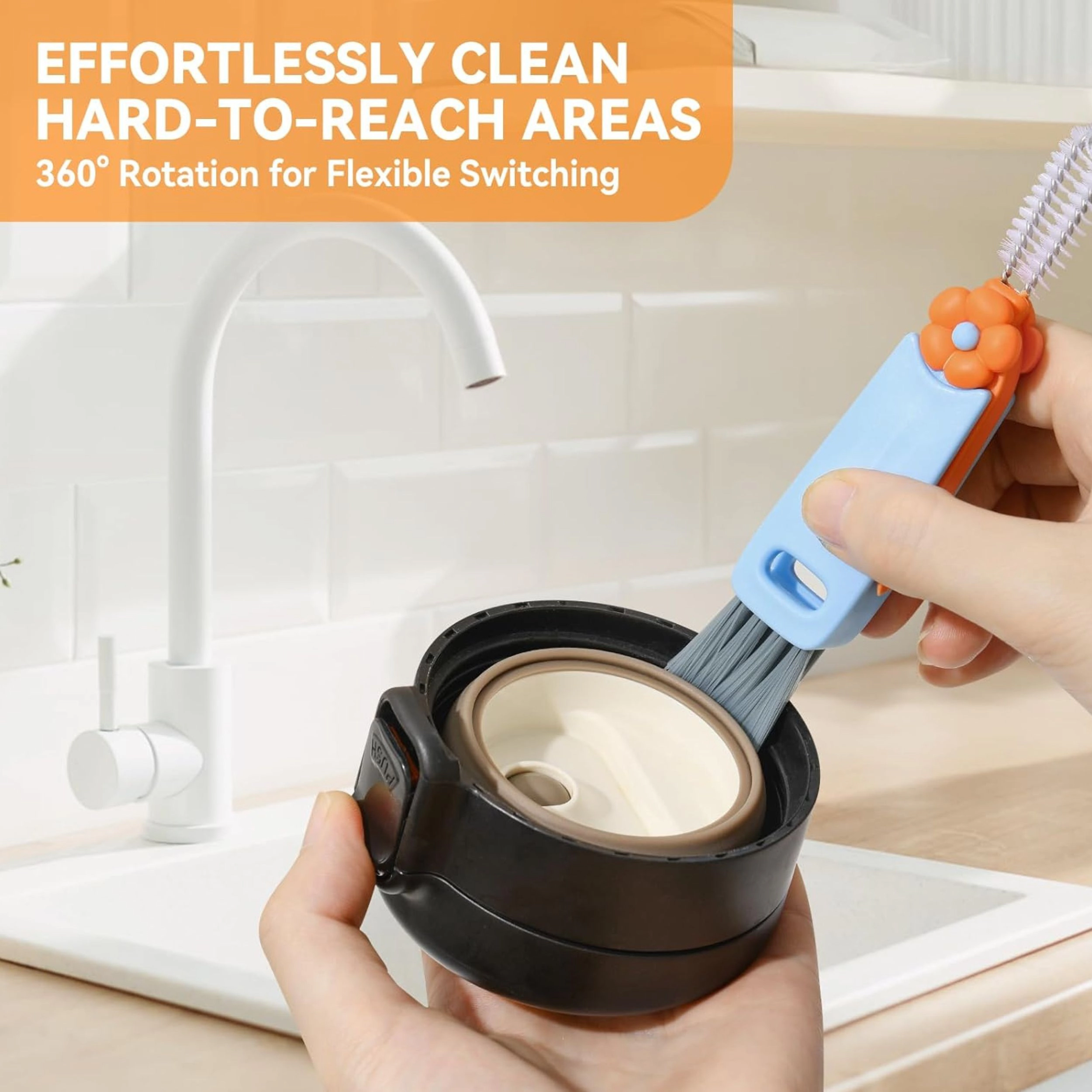 Stock Preferred 3in1 Cup Lid Gap Cleaning Brush Set Multifunctional Bottle Cleaner