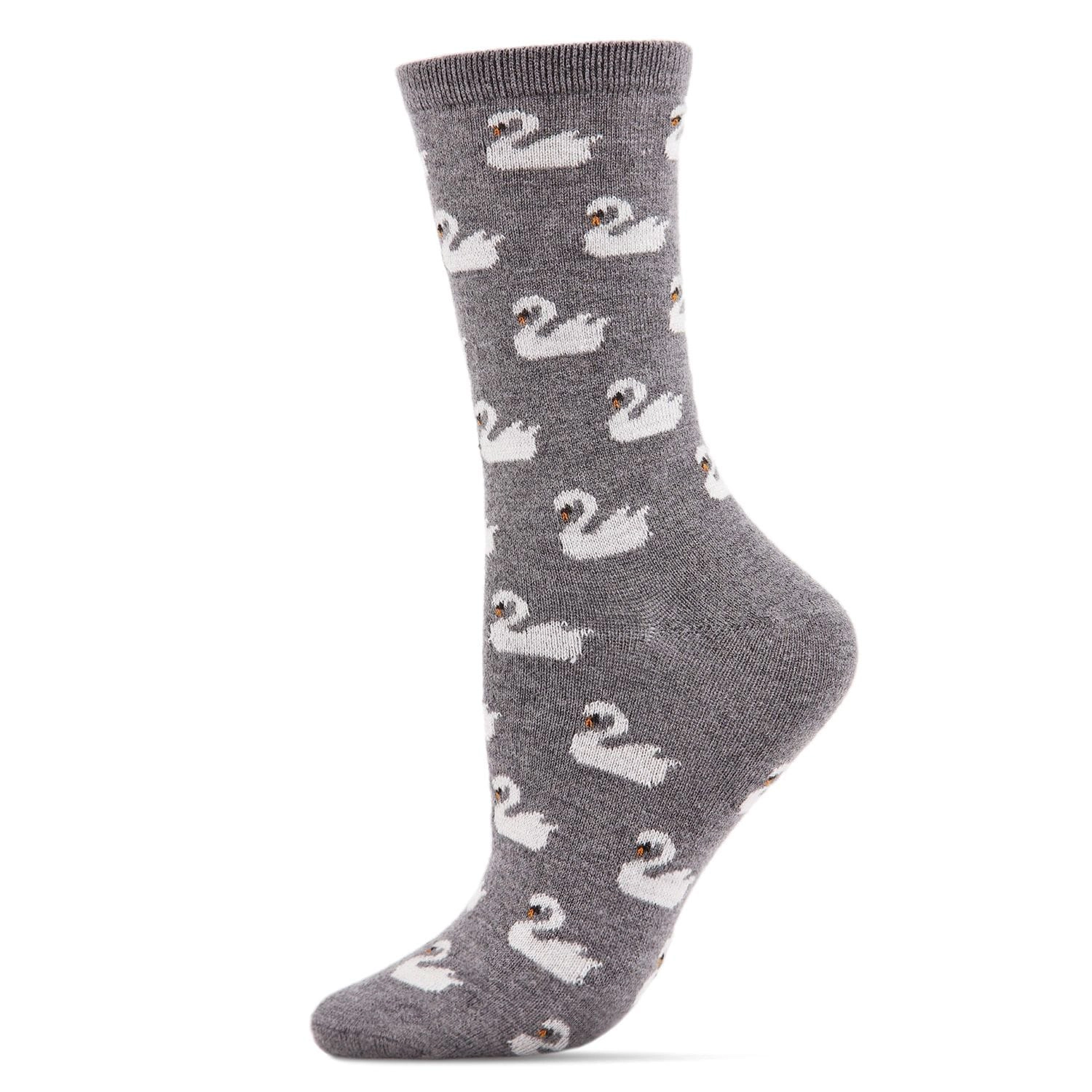 MeMoi Women's Soft White Swan Cashmere Blend Crew Socks