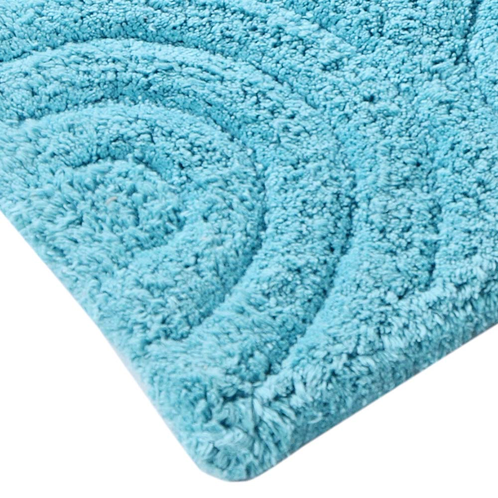 Knightsbridge Beautiful Circle Design Premium Quality Year Round Cotton With Non Skid Back Bath Rug