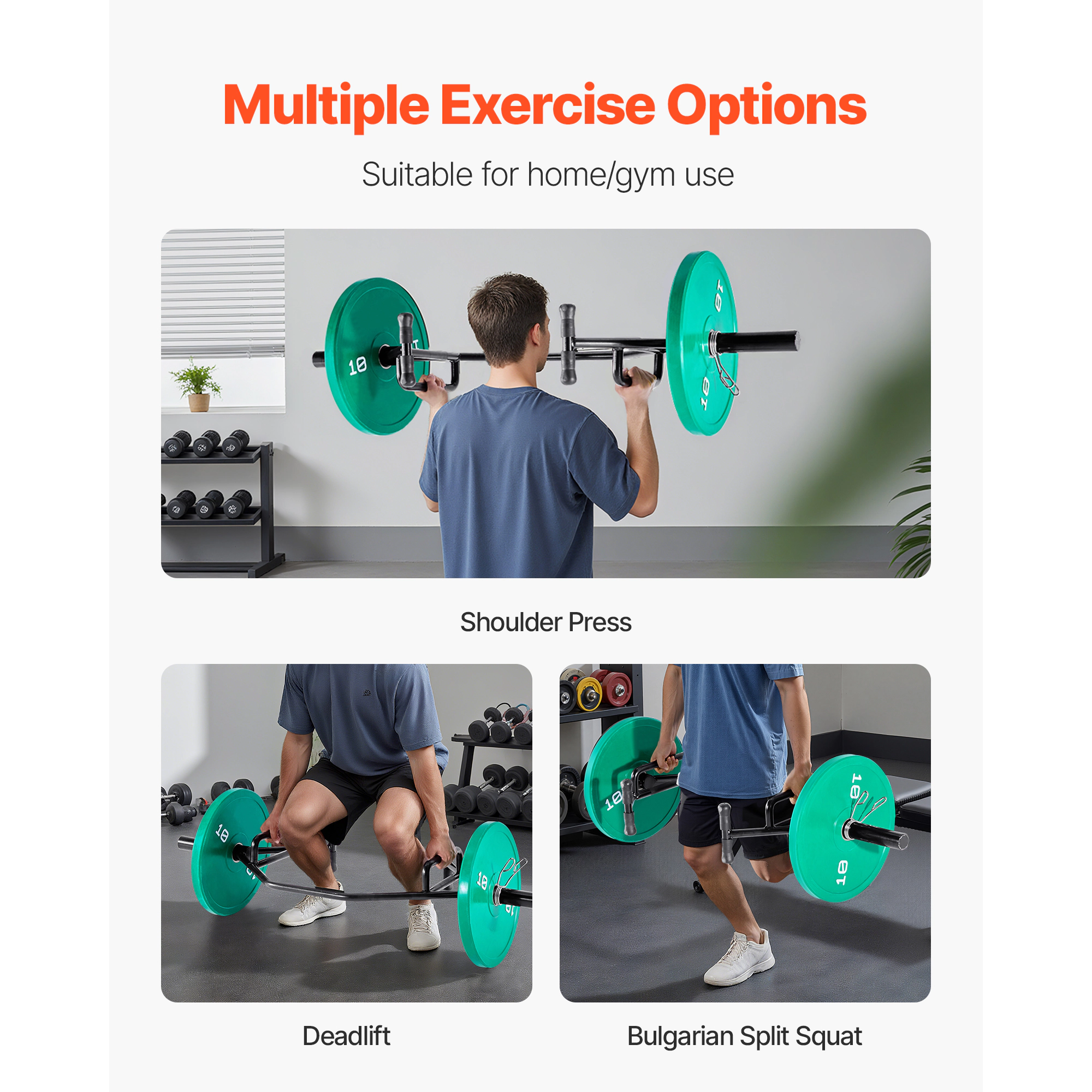 HONGGE Open-Frame Hex Trap Bar, 800 lbs Capacity, Knurled Grips for Squats, Deadlifts & Shoulder Press