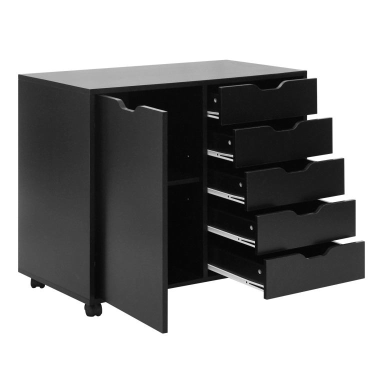 Hivvago 5 Drawer Storage Cabinet on Wheels with Adjustable Shelf