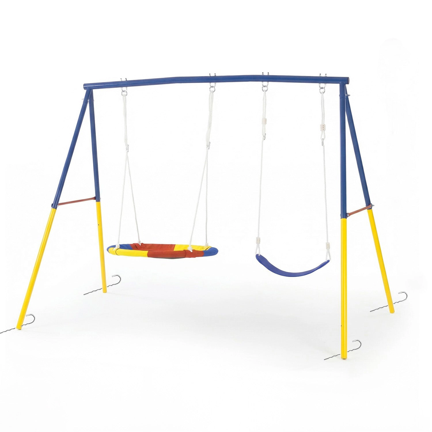 GBruno 2-in-1 A-Frame Metal Swing Set For Backyard
