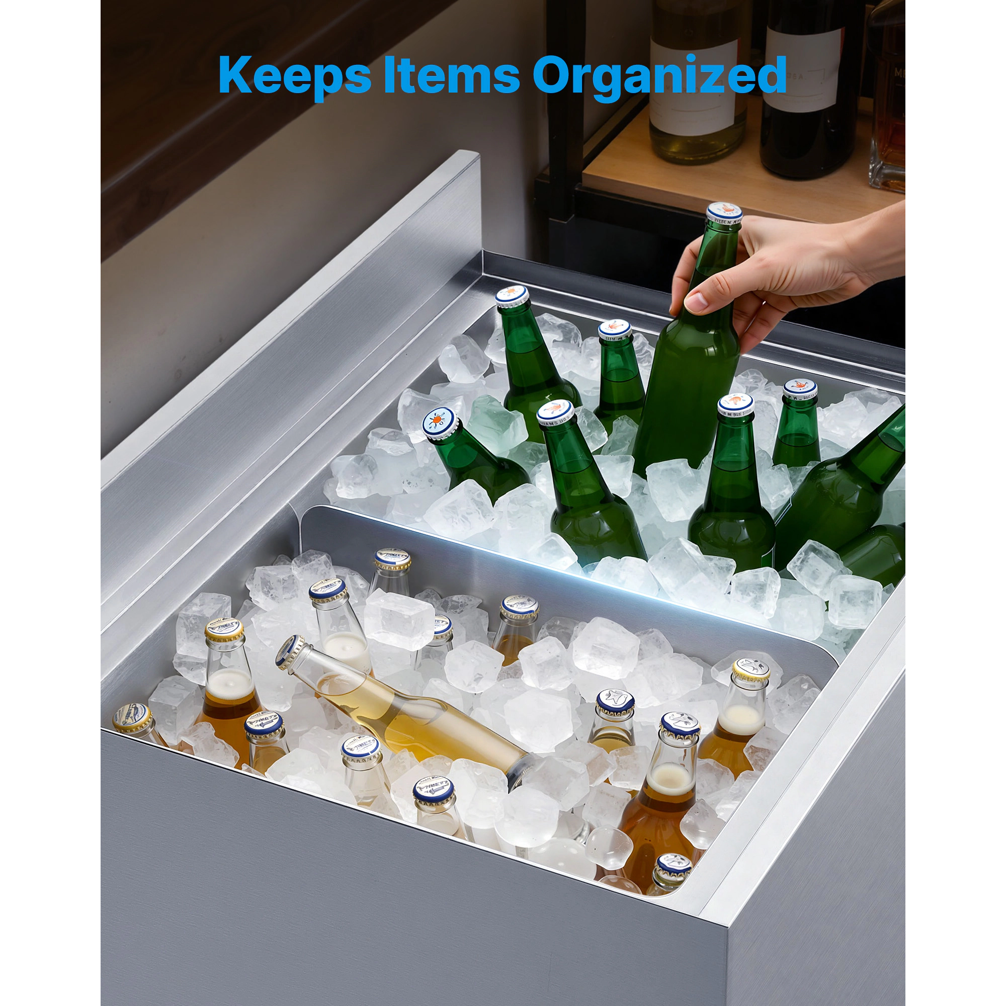 HONGGE Stainless Steel Ice Bin Divider Partition, Fits 24 Inch Bar Ice Bins, Food Grade 304, Commercial Use