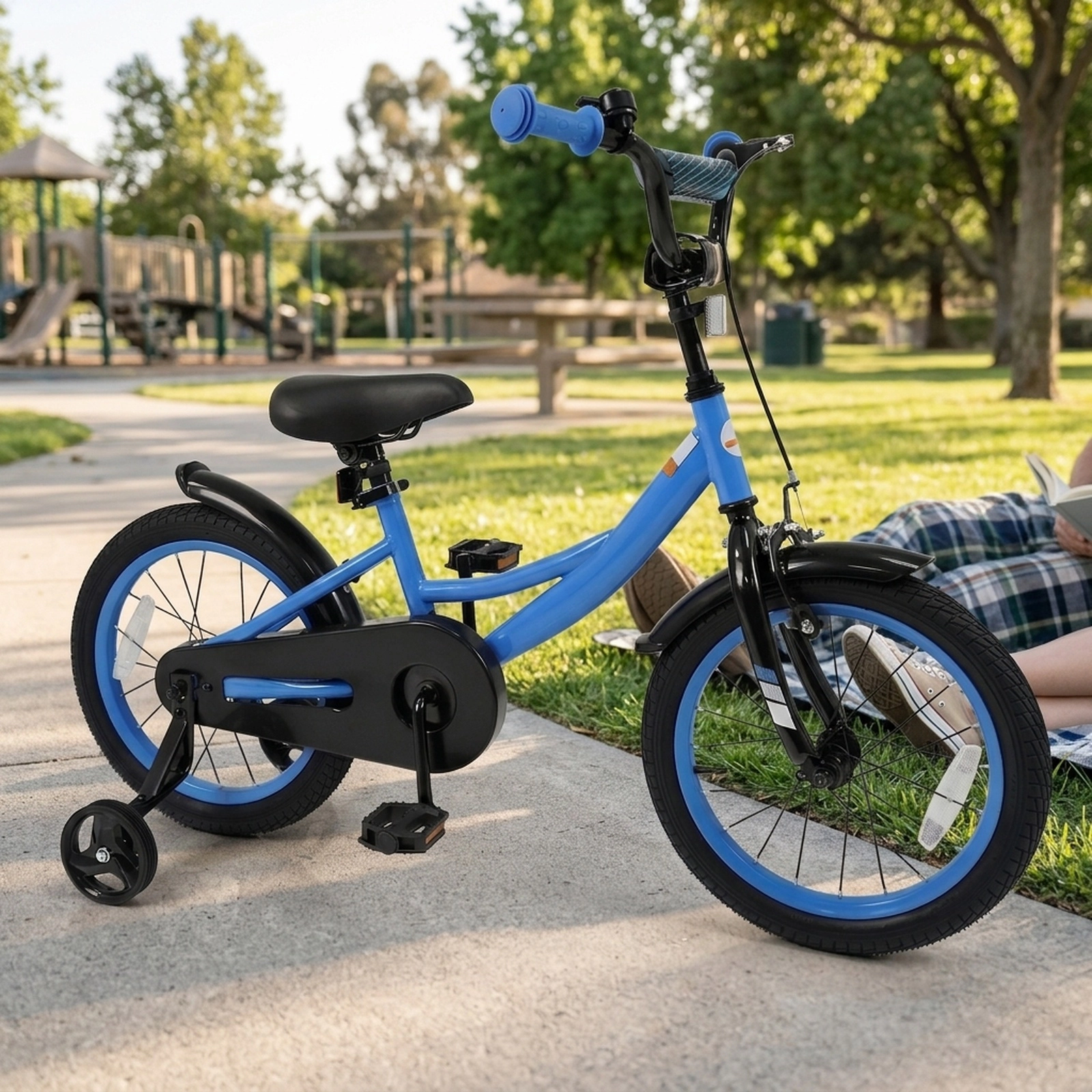 16-in Kids Bike Ages 4-7 Navy Bicycle Adjustable Seat Dual Brakes Kickstand 145-lb Seat Capacity