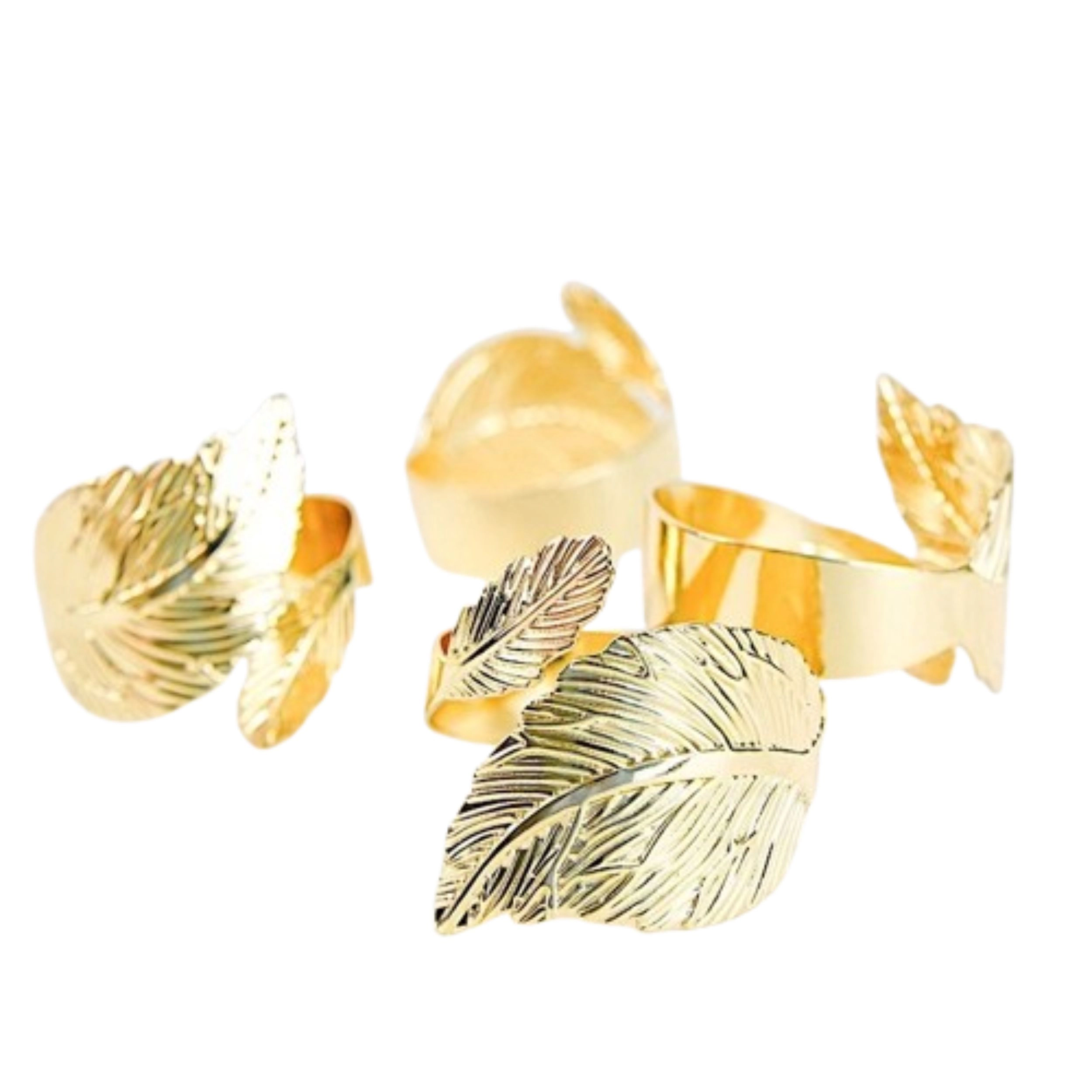 Home Collection 2.25-Inch Leaf Metal Napkin Rings-Set of 4