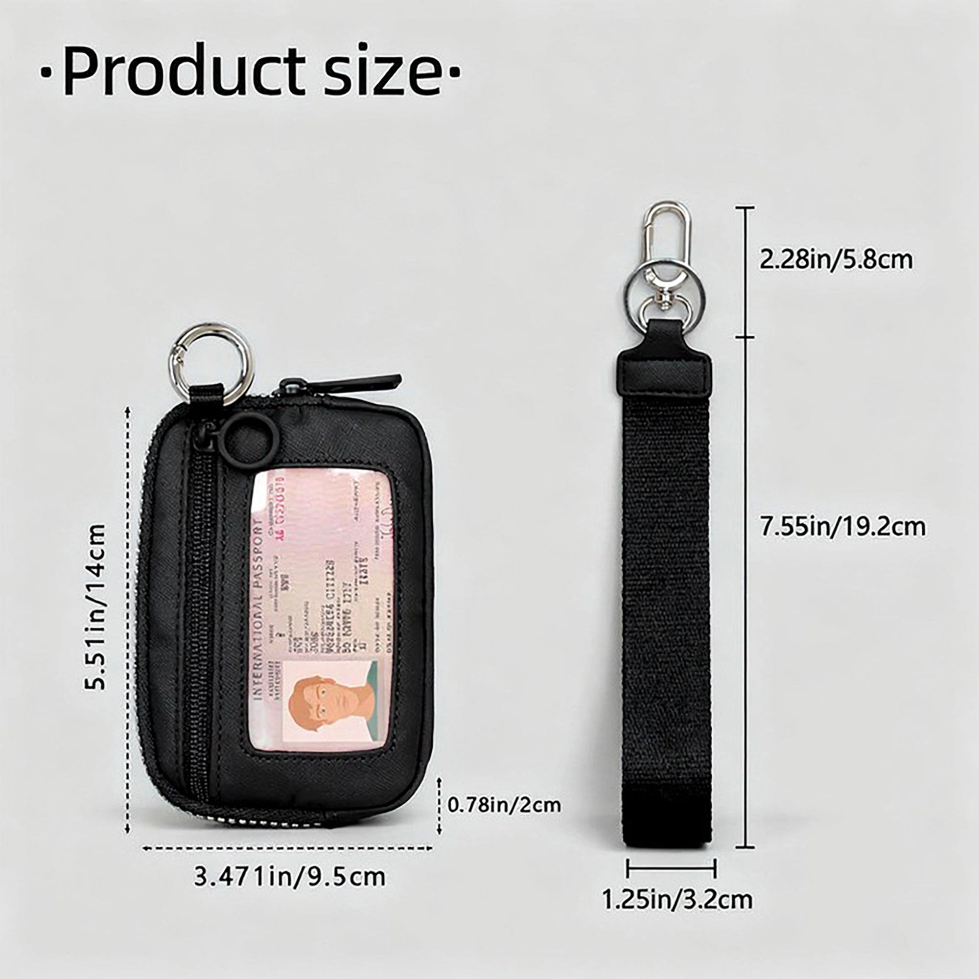 Alilang Women's Zippered Wristlet Key Pouch with Clear ID Window Compact Card Holder and Detachable Strap 6.7x5.5in