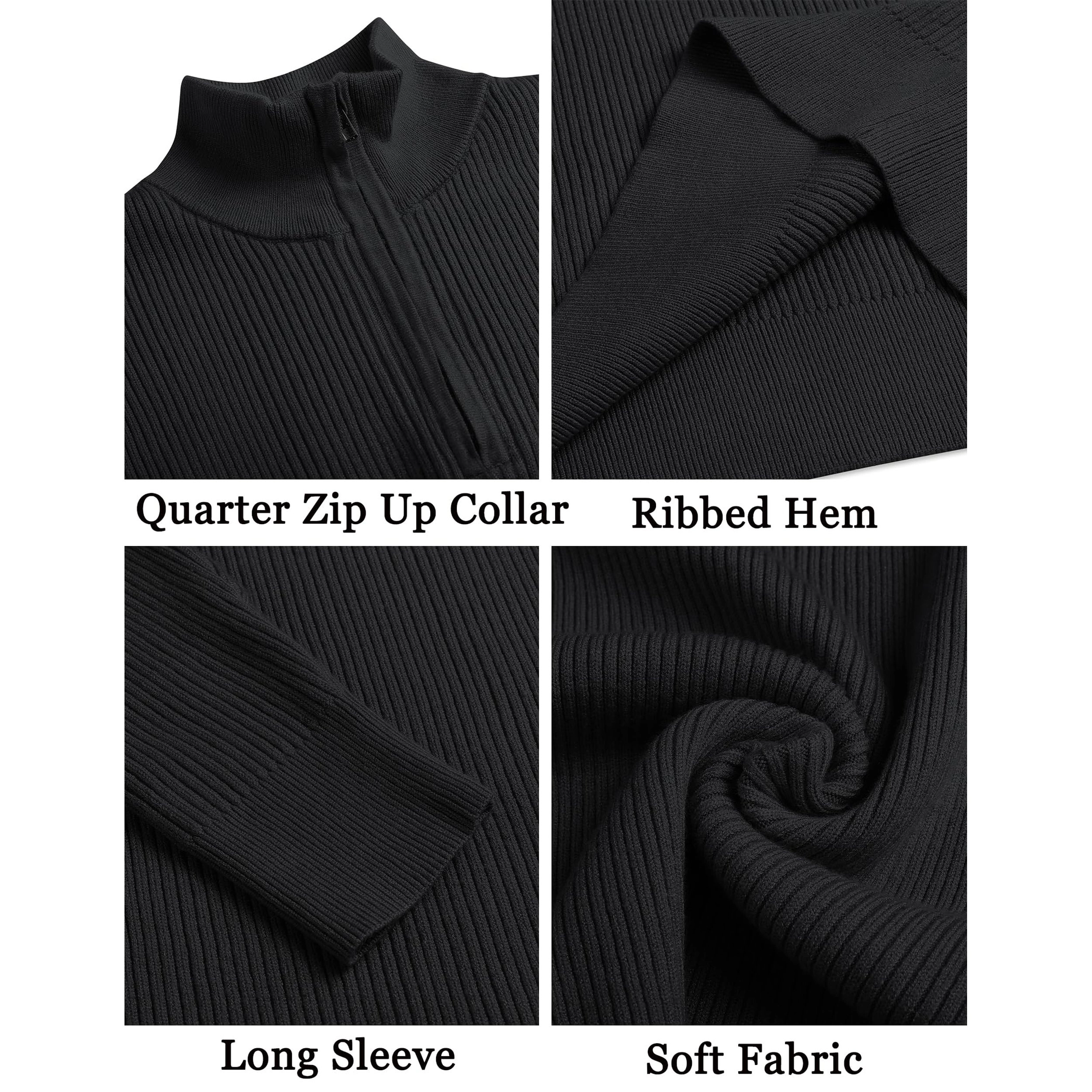 COOFANDY Men's Regular Fit Mock Neck Quarter Zip Pullover Sweater