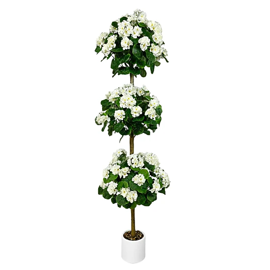 BebreezChic Three Ball Geranium Tree – Lifelike Faux Plant in Pot for ...