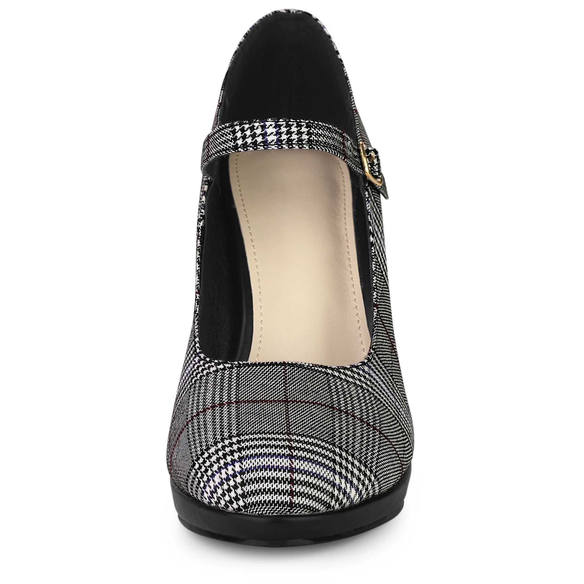 BLISSFUL STEP Women's Houndstooth Platform Stiletto Heels Mary Janes Pumps