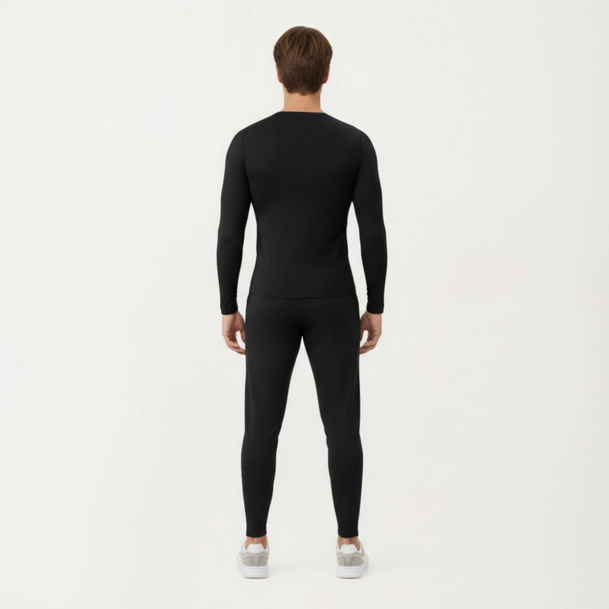 Anna-Kaci Men's Long Sleeve Compression Athletic Shirt with Stretch Fabric and V-Neck Design