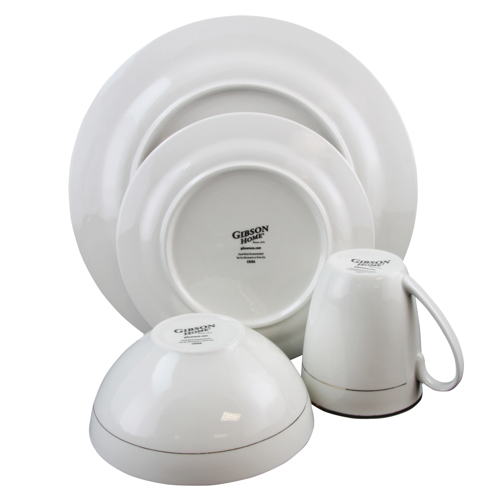 Gibson Home Palladine 16 Piece Dinnerware Double Gold Banded Set