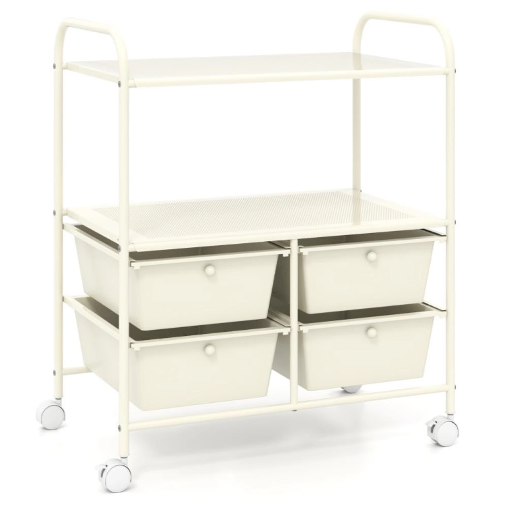 Hivvago 4-Drawer Rolling Storage Cart with Shelves