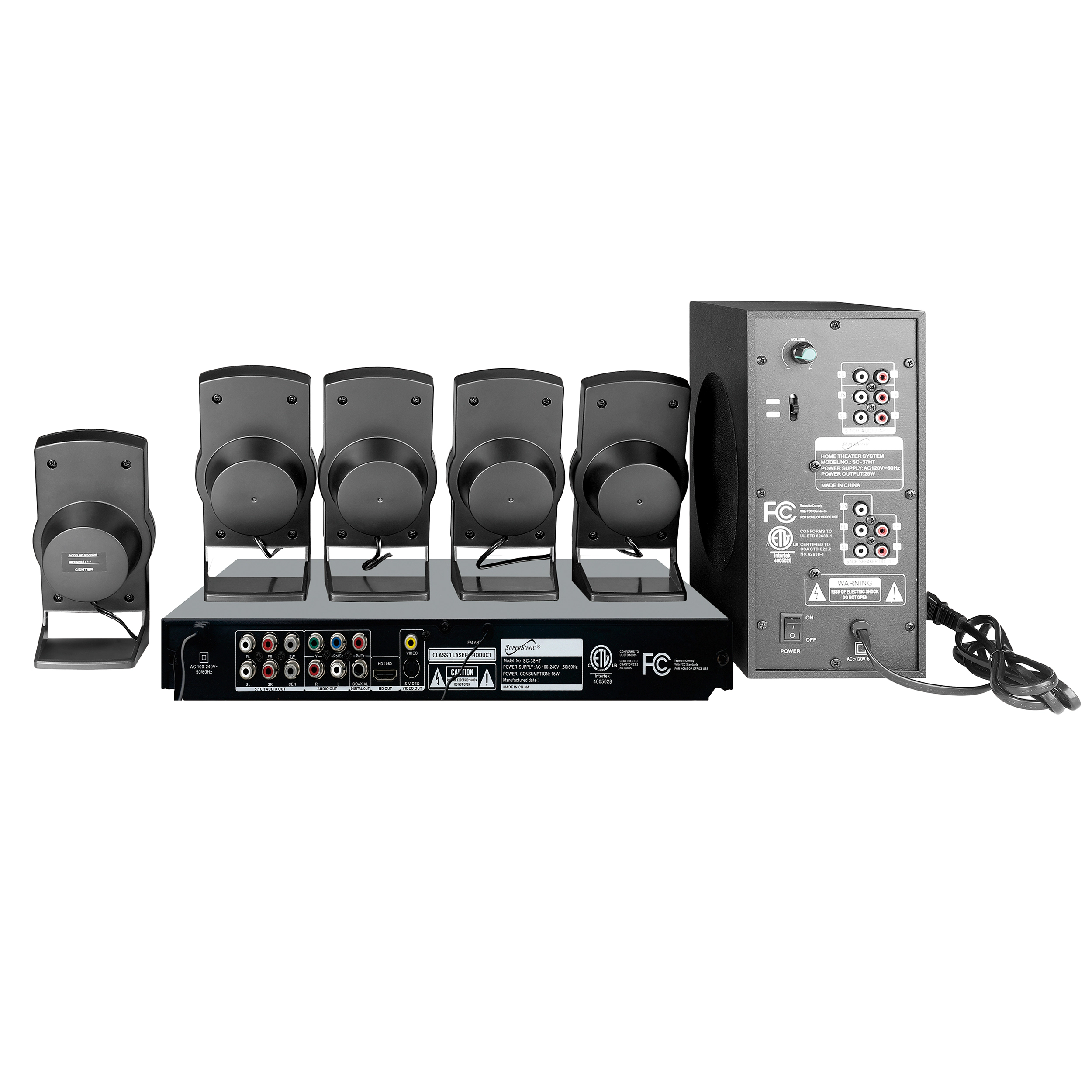 Supersonic 5.1 Channel DVD Home Theater System with USB Input and Karaoke Function