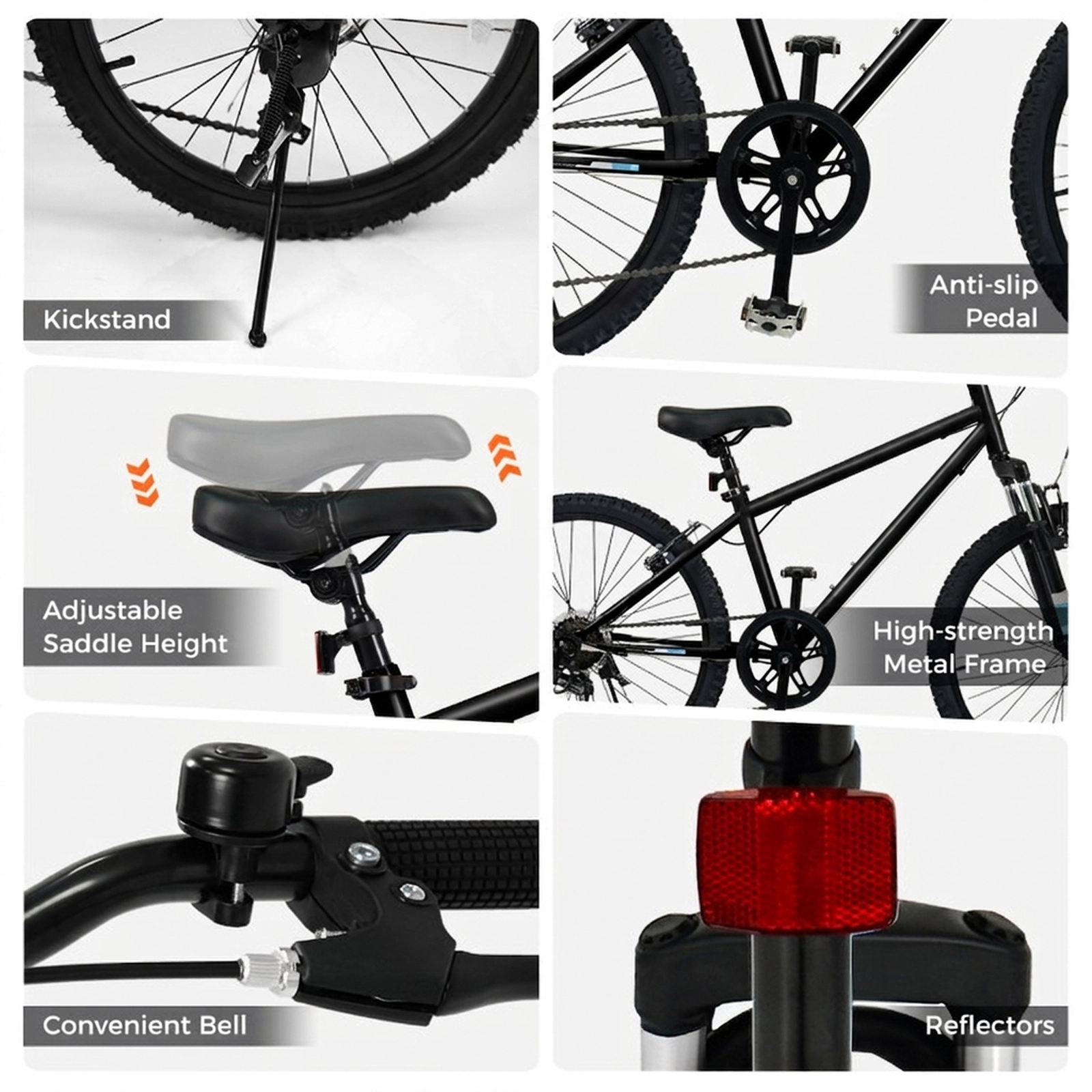 SUGIFT 24-in Black Kids Mountain Bike with Suspension Fork Dual V-Brakes and 6-Speed Shifting