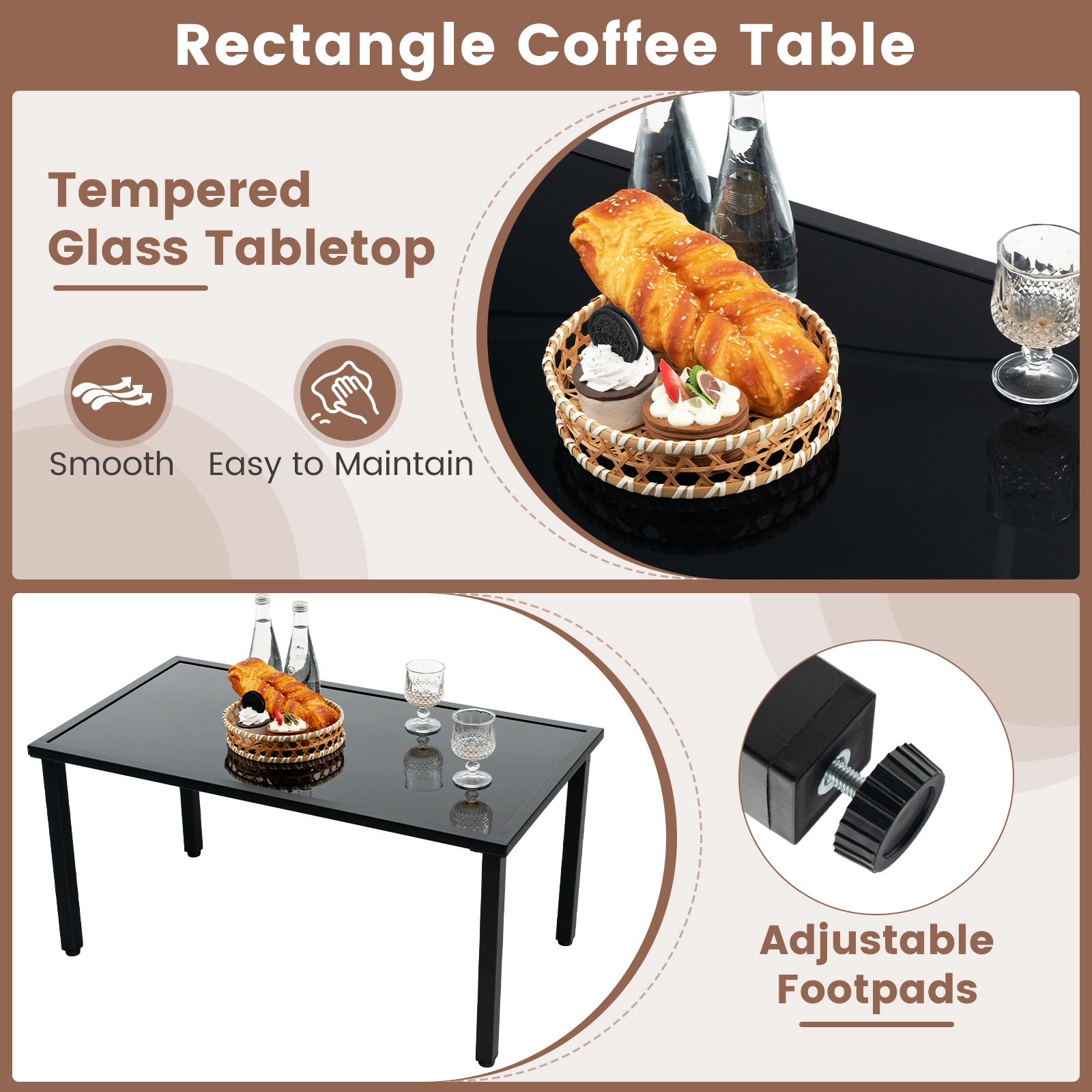 SUGIFT Galvanized Metal Frame and Machine-Woven Rattan 4-Piece Brown Patio Furniture Set