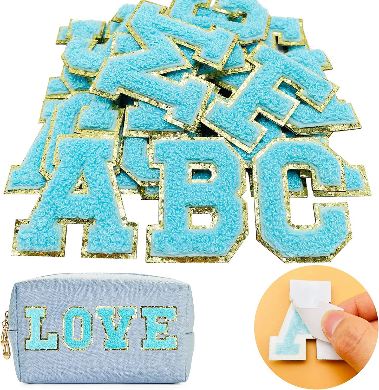 Threaded Pear Women's Orange Self Adhesive Chenille Letters Patches