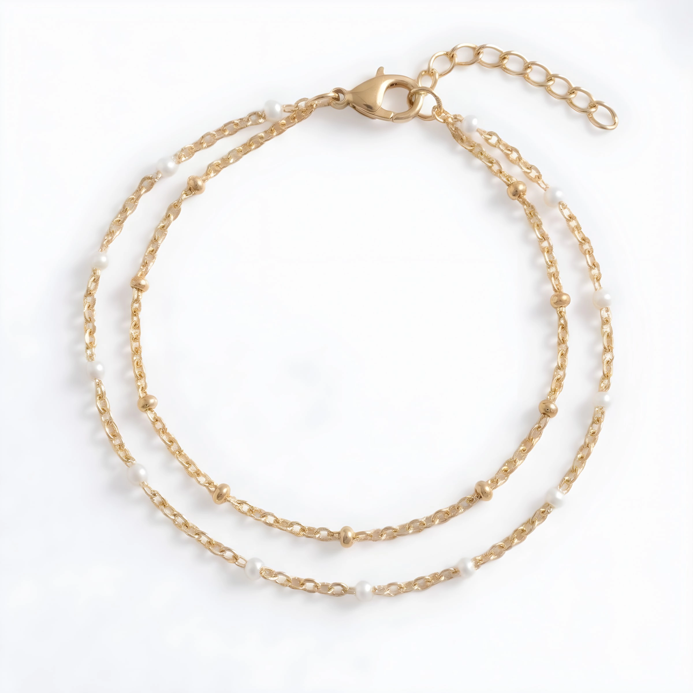 Mint & Lily Women's Dainty Double Chain Beaded Bracelet