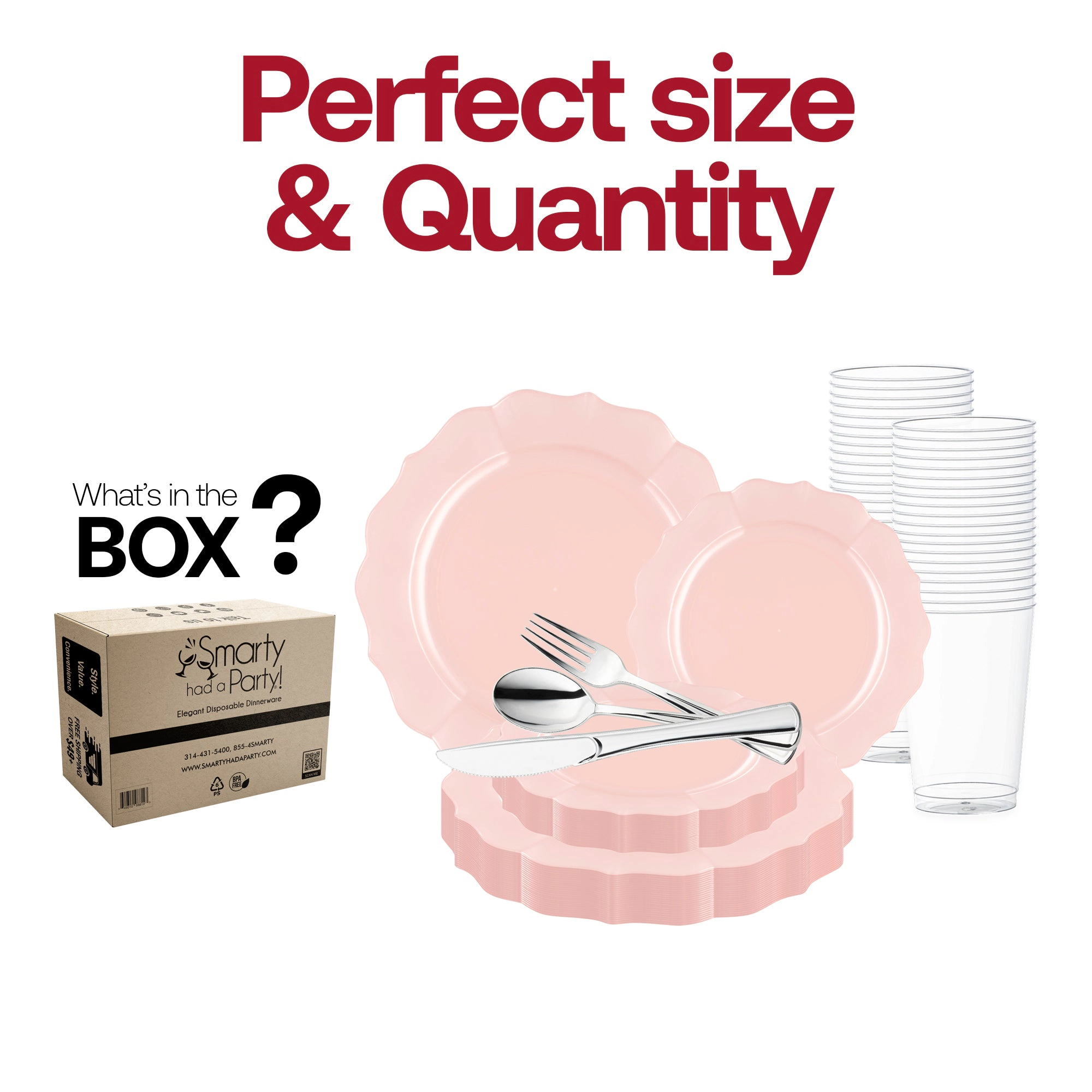 Smarty Had A Party Pearl Pink Round Lotus Plastic Wedding Value Set