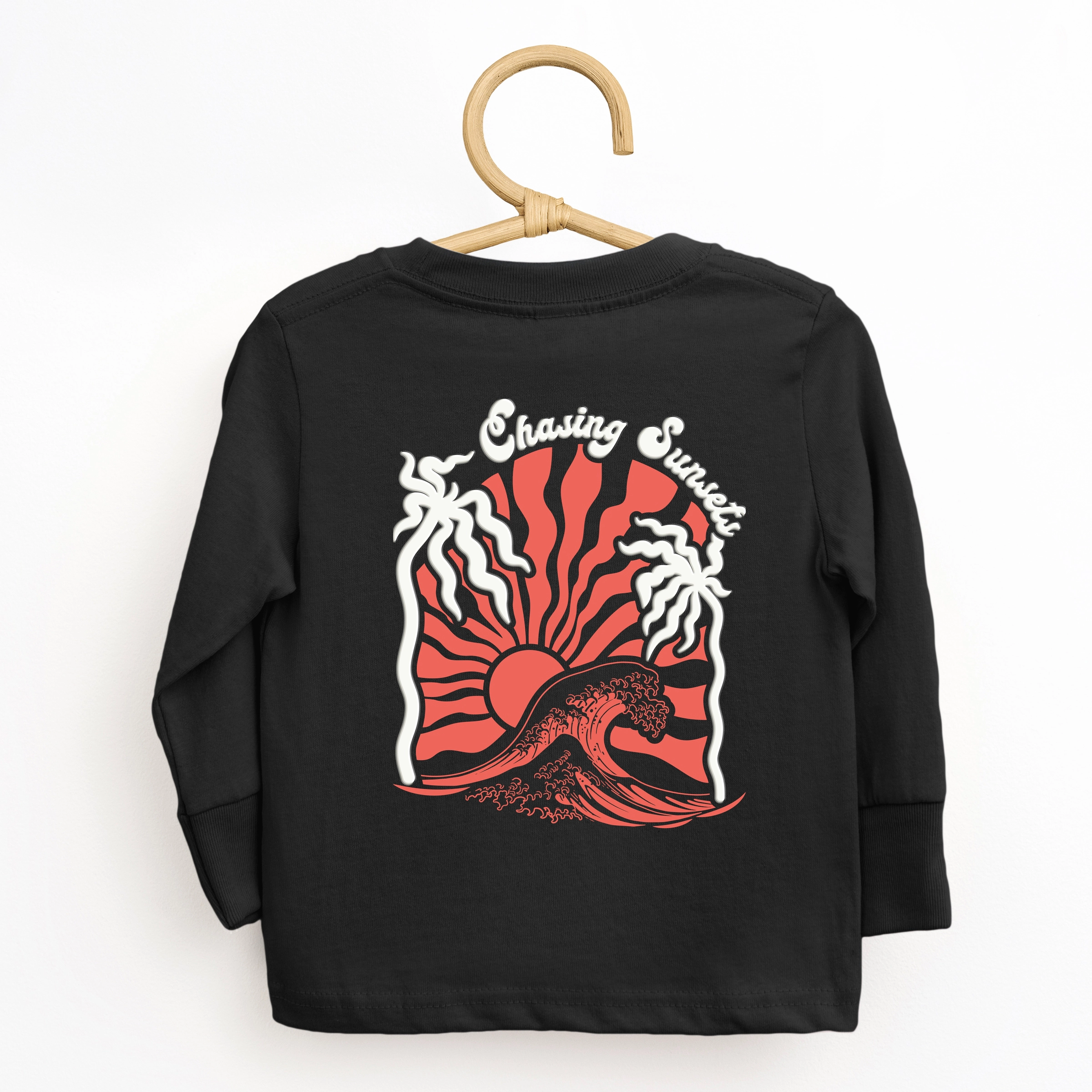 The Juniper Shop - Chasing Sunsets Groovy Puff Print Toddler Long Sleeve Graphic Tee