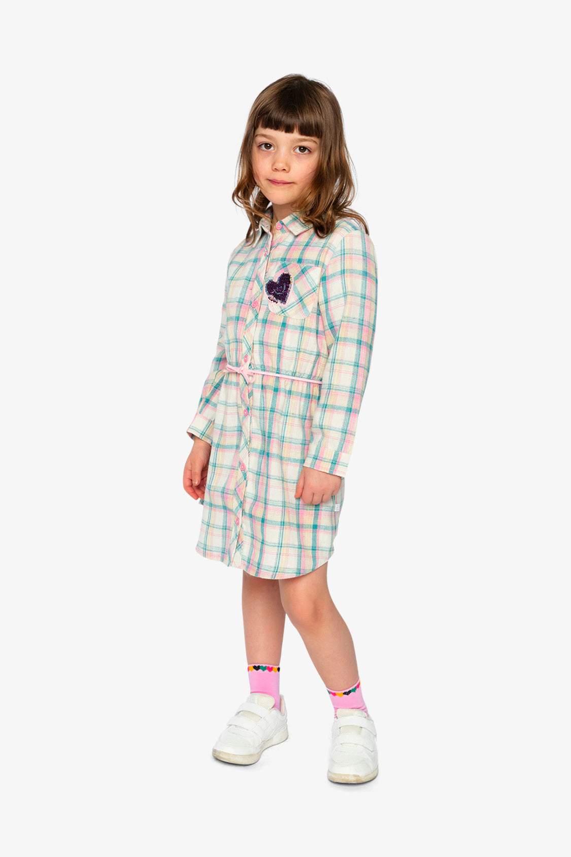 Deux par Girls Belted Plaid Shirt Dress