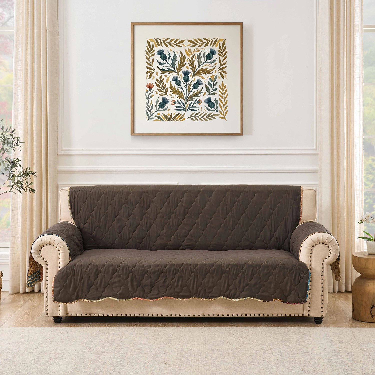 Greenland Home Fashions Hazel 100% Polyester Quilted Furniture Protector Sofa 127x77 Multi