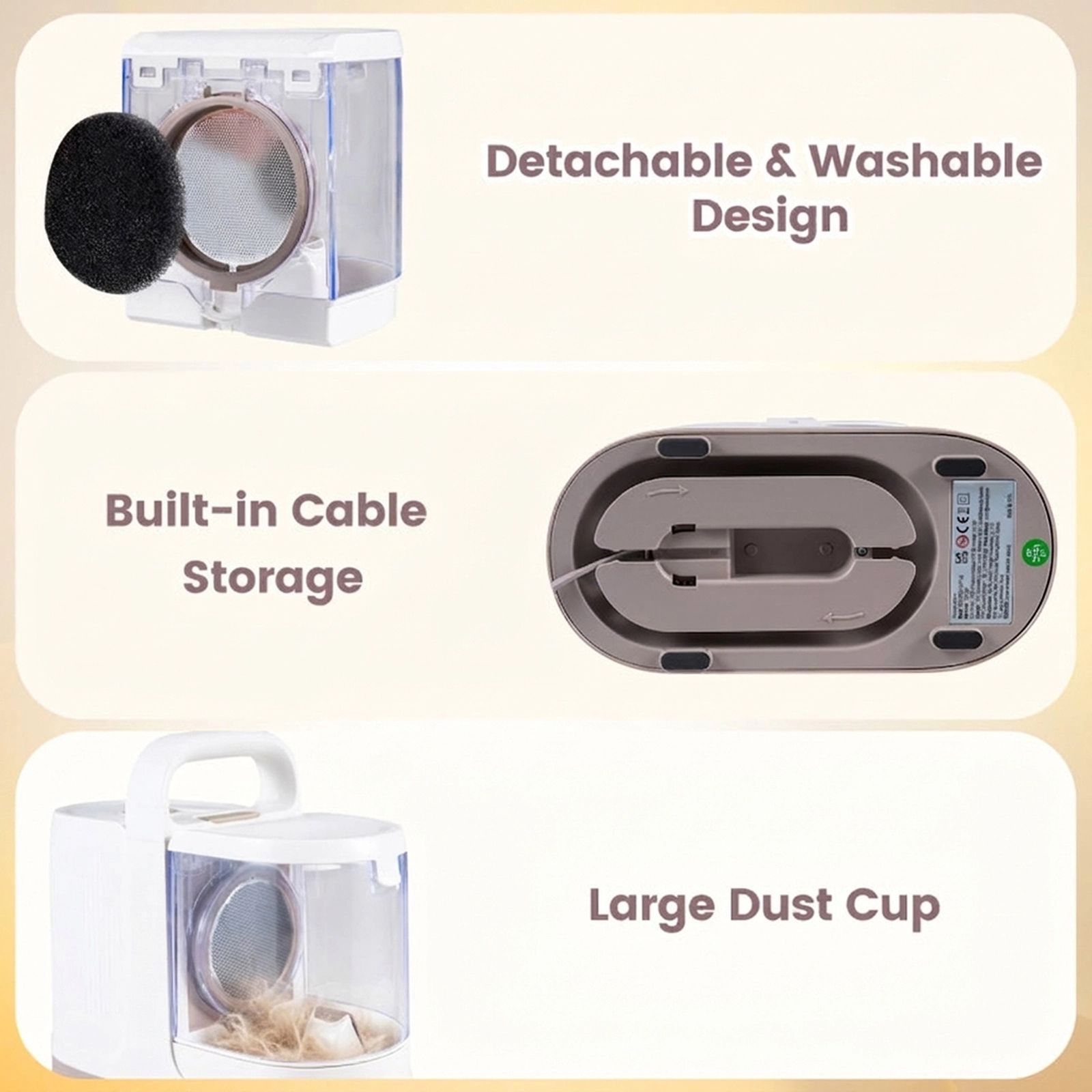 SUGIFT 9-in-1 Dog Grooming Vacuum Kit with 3 Suction Modes and Clippers 11-in Pet Vacuum for Dogs and Cats White