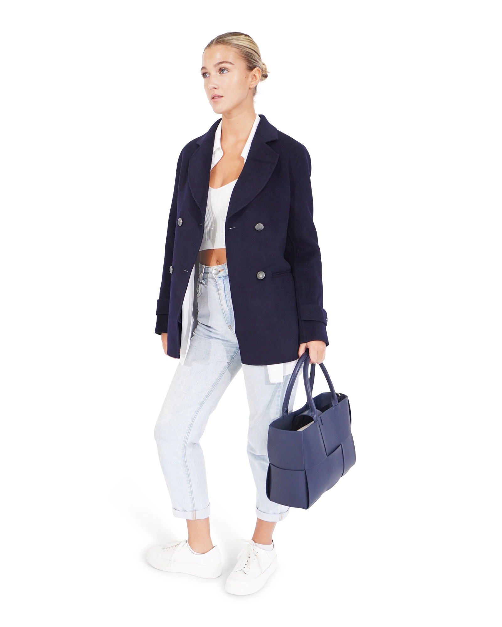 Belle & Bloom Womens Forget You Wool Blend Military Peacoat