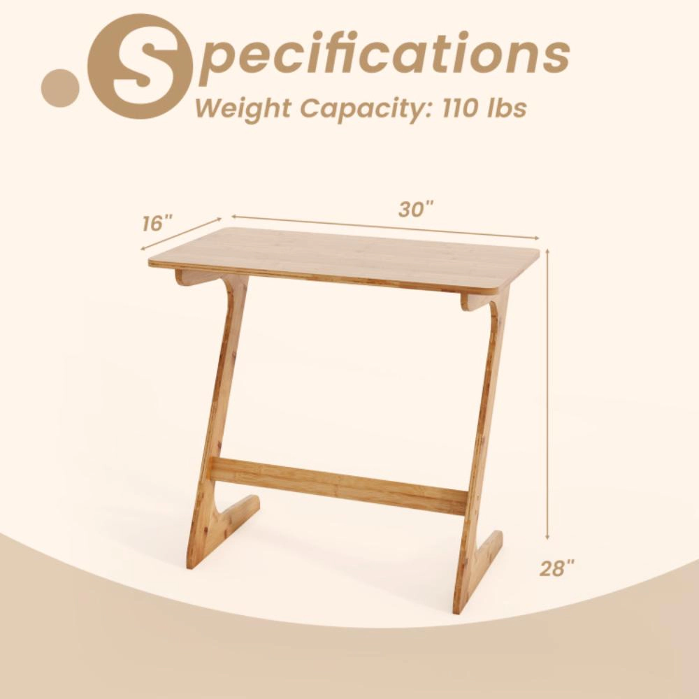 Hivvago Modern Bamboo Z-Frame Sofa Table with Spacious Top and Sleek Compact Design