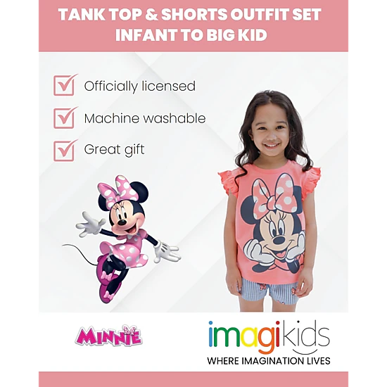 Disney Minnie Mouse Girls' Graphic T-Shirt and Chambray Shorts Set