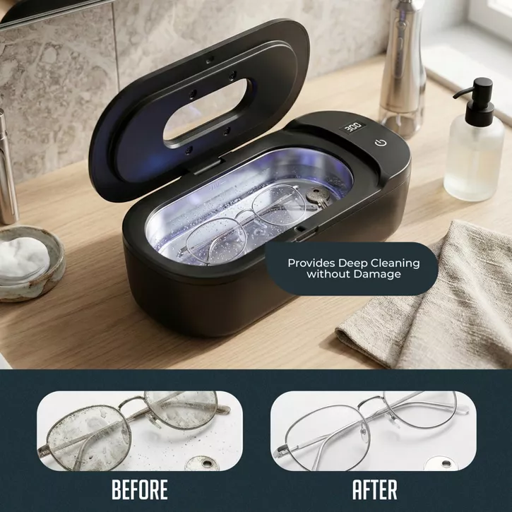Luminuxe Portable Ultrasonic Jewelry Cleaner, 48KHz Deep Cleaning Machine for Jewelry, Eyeglasses, Watches, Lightweight