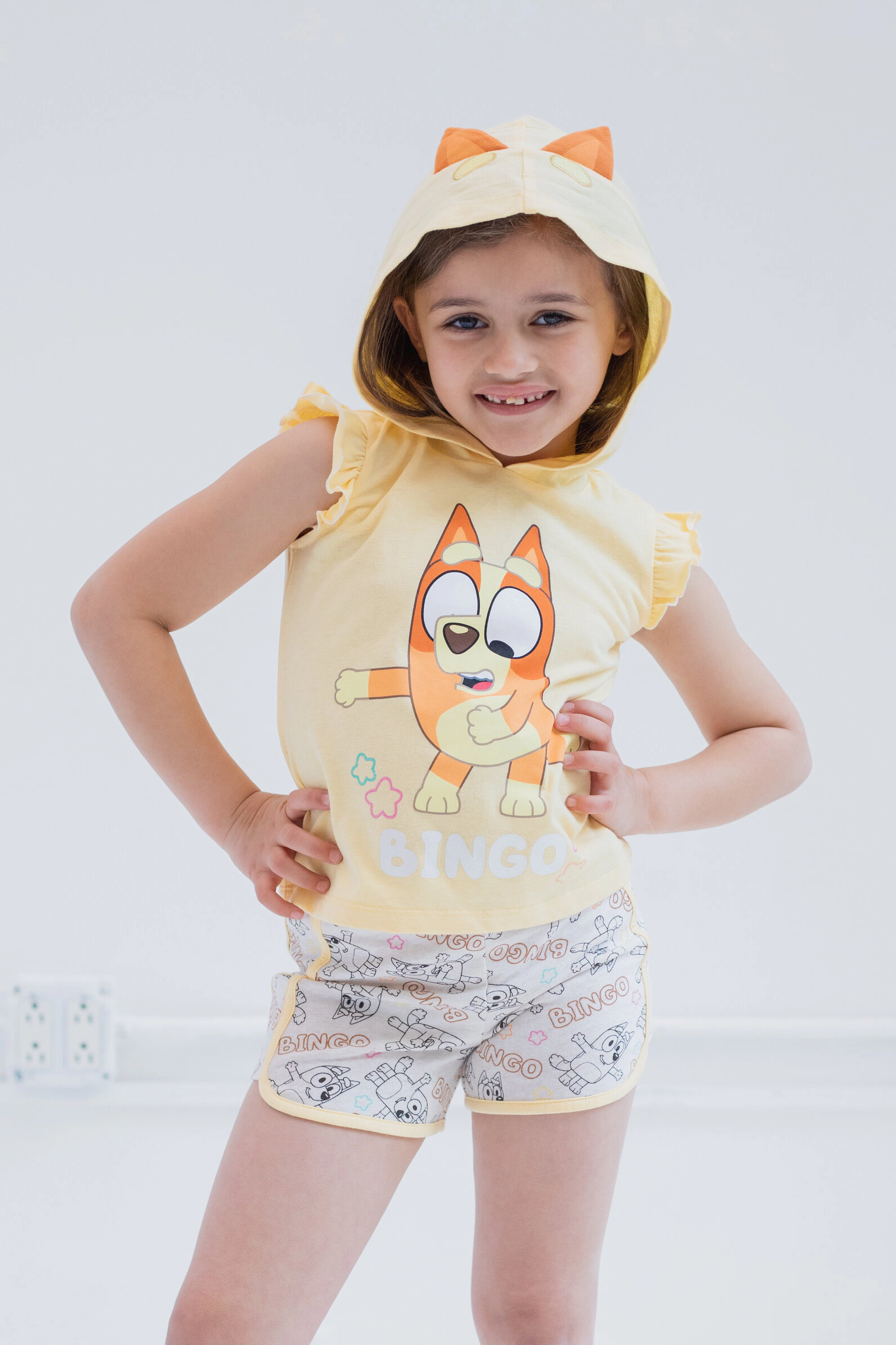 Bluey Girls' Cosplay 2-Piece Hooded Tank and Shorts Set