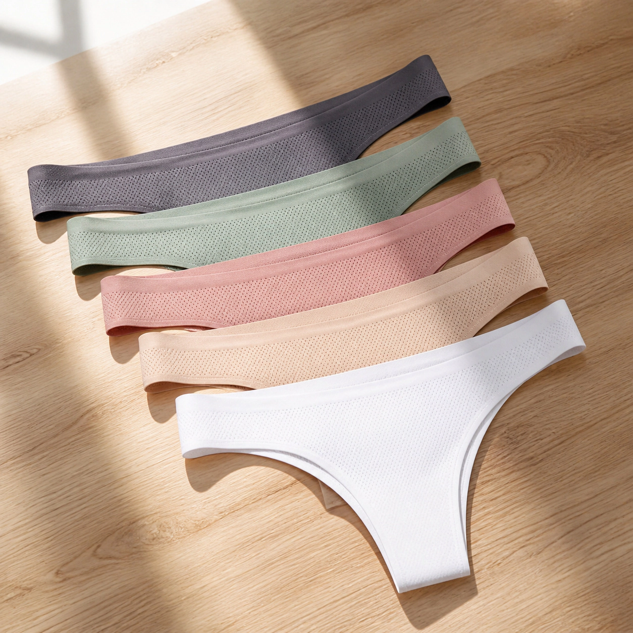 WZK Womens 5-Pack Seamless No Show Workout Soft Breathable Comfort Thongs