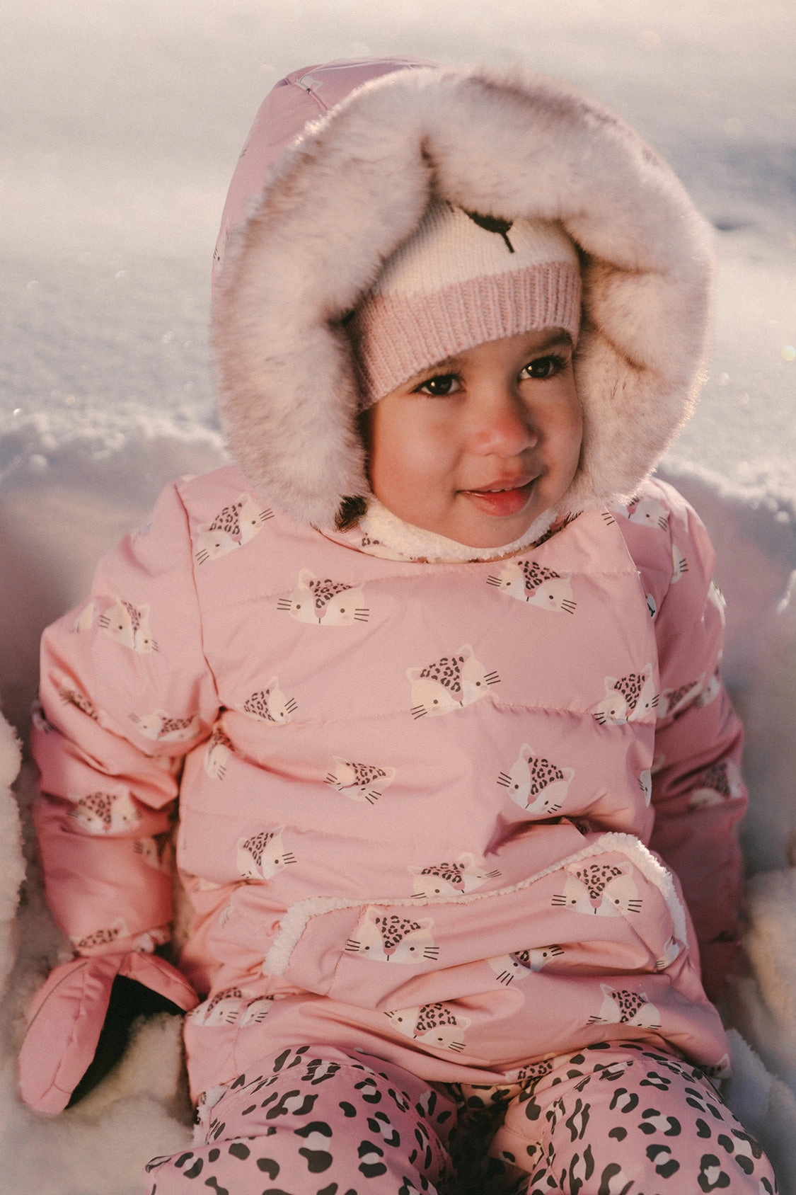 Deux par Girls Leopard Print Two Piece Snowsuit with Hooded Coat and Snow Pants