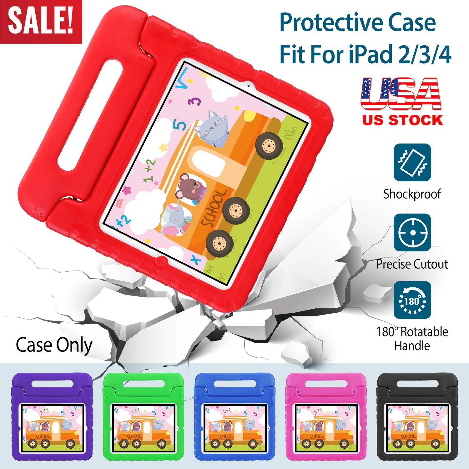 GBruno EVA Shockproof IPad 2/3/4 Case With Handle
