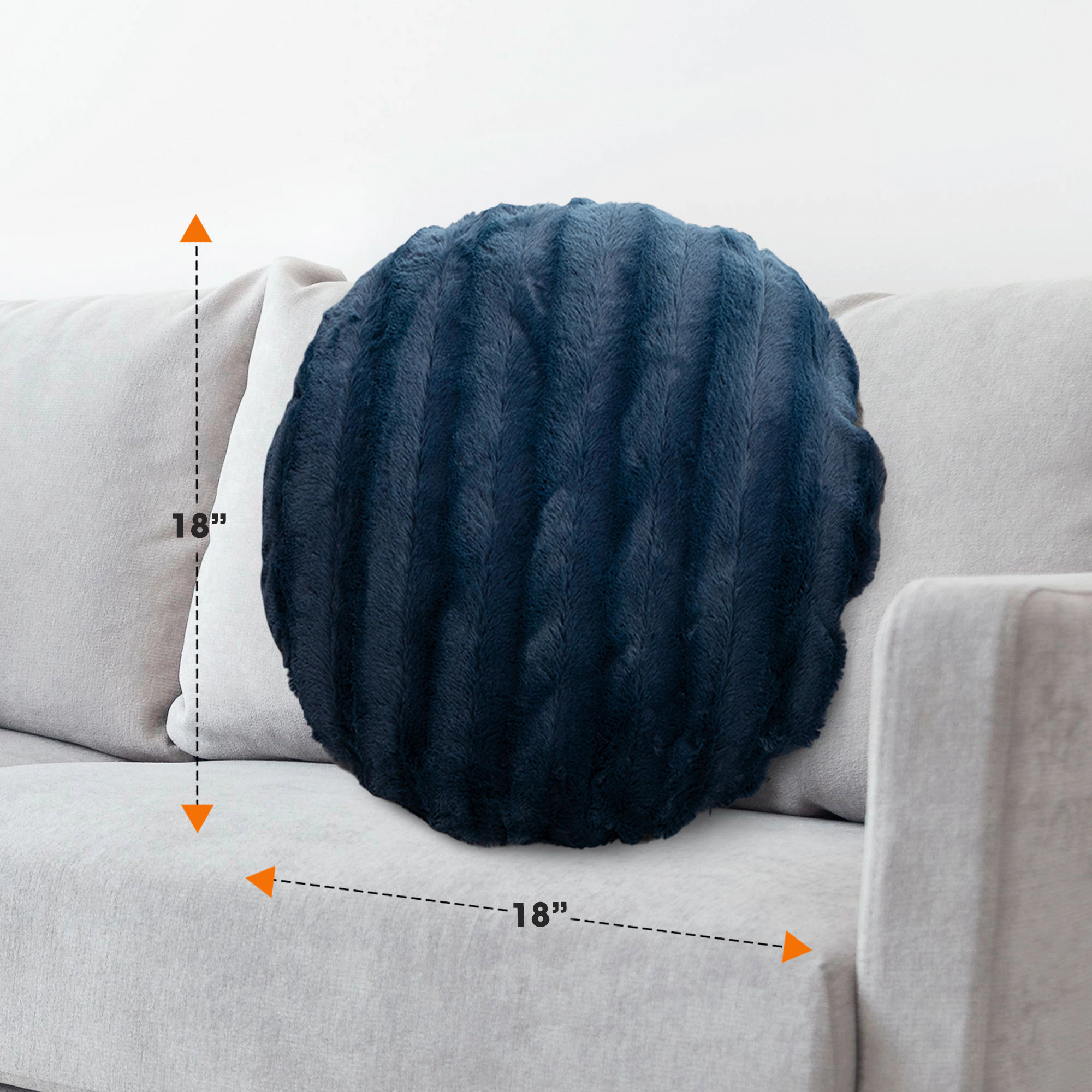 Cheer Collection 18-Inch Round Faux Fur Decorative Throw Pillows with Inserts, 2-Pack