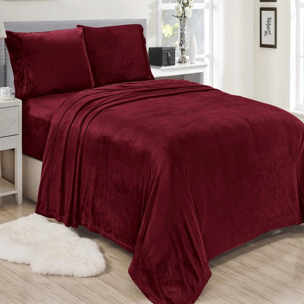 Lavana Microplush Ultra Premium All Season Soft Brushed Sheet Sets Burgundy by Plazatex