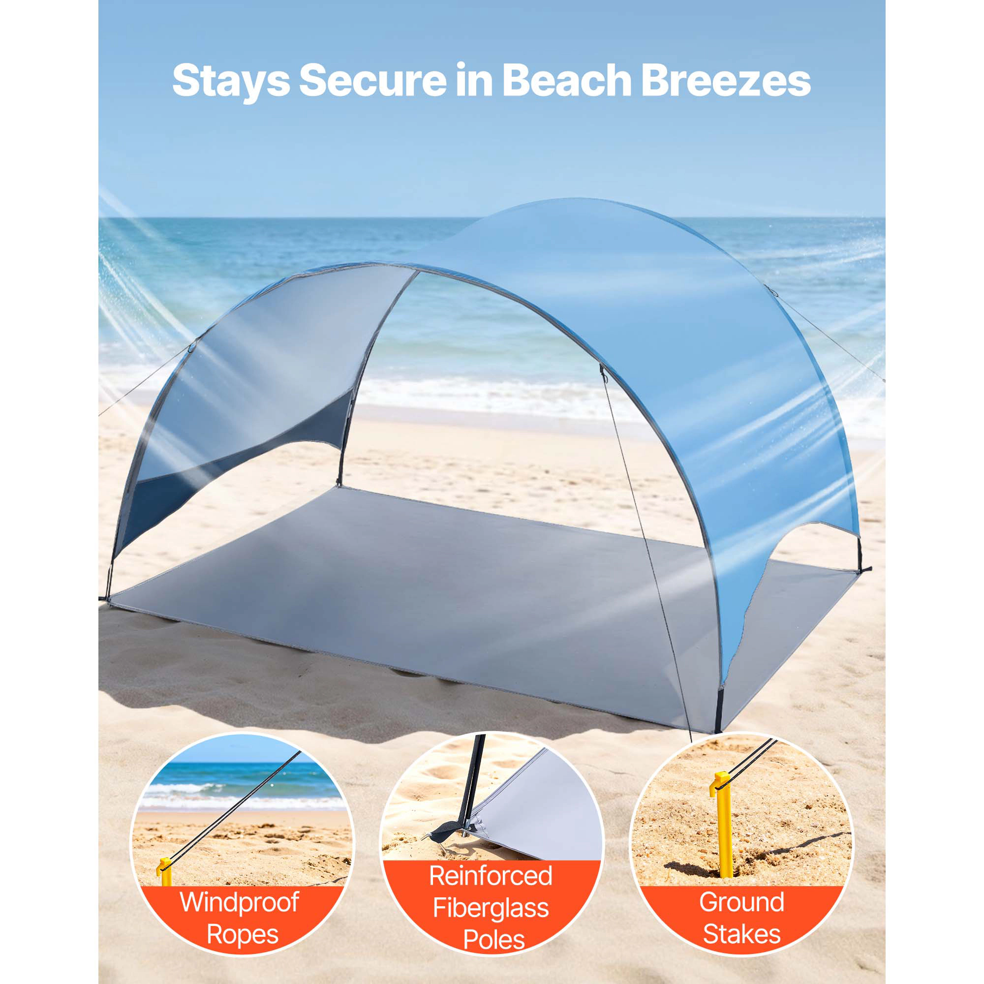 HONGGE Beach Tent Sun Shelter for UPF 50+ Protection Portable Sun Shade Canopy with Carrying Bag & Ground Stakes