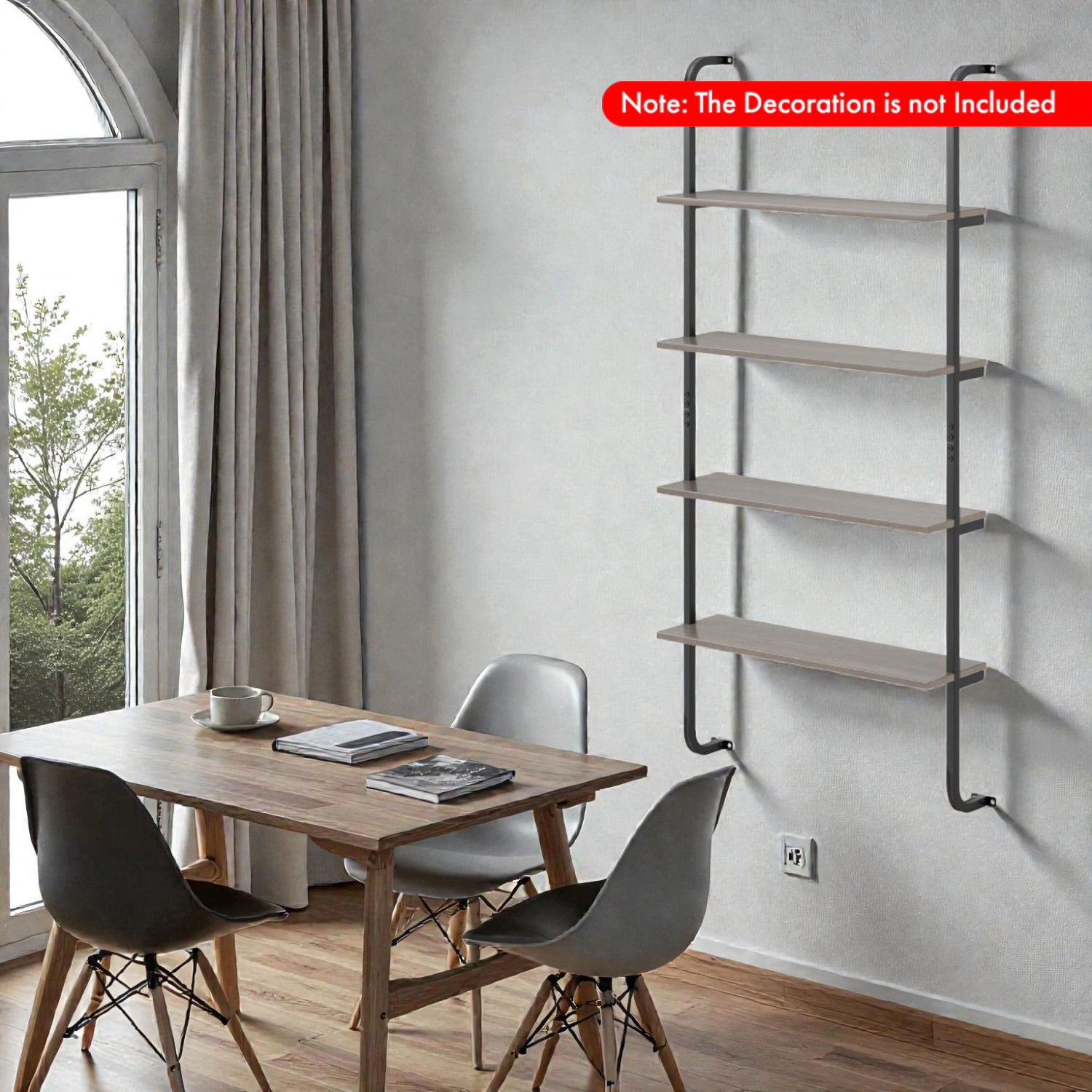 Hivvago 4-Tier Wood and Iron Wall-Mounted Shelf