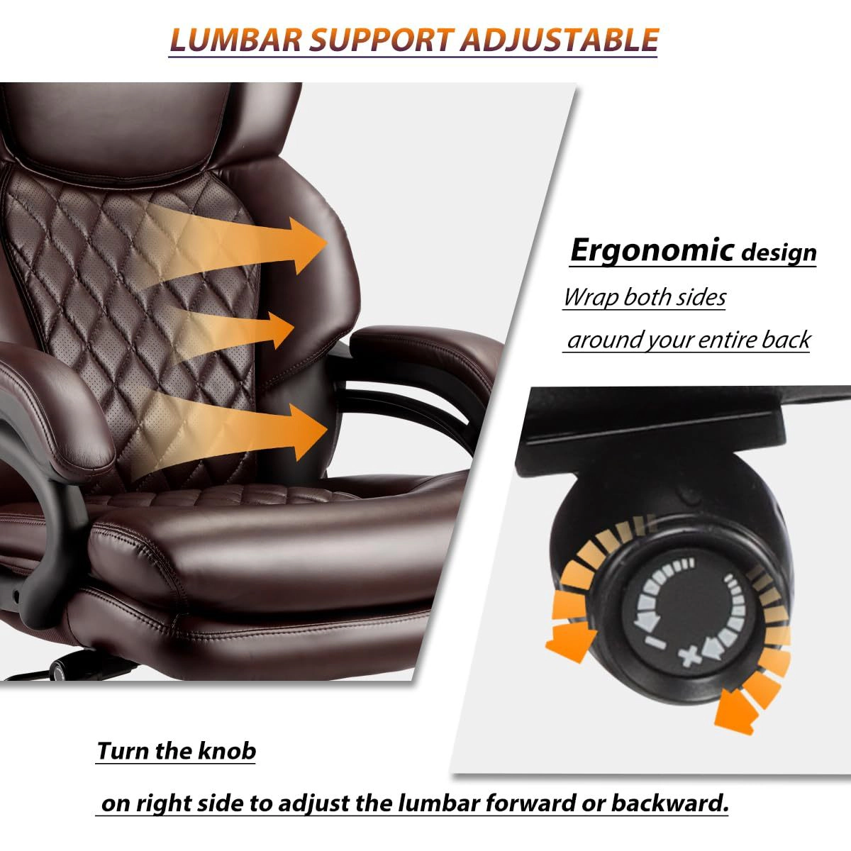 Platinum-Level Office Chairs Big And Tall Office Chair 500lb Capacity Wide Spring Seat 360 Swivel Ergonomic Desk Chair
