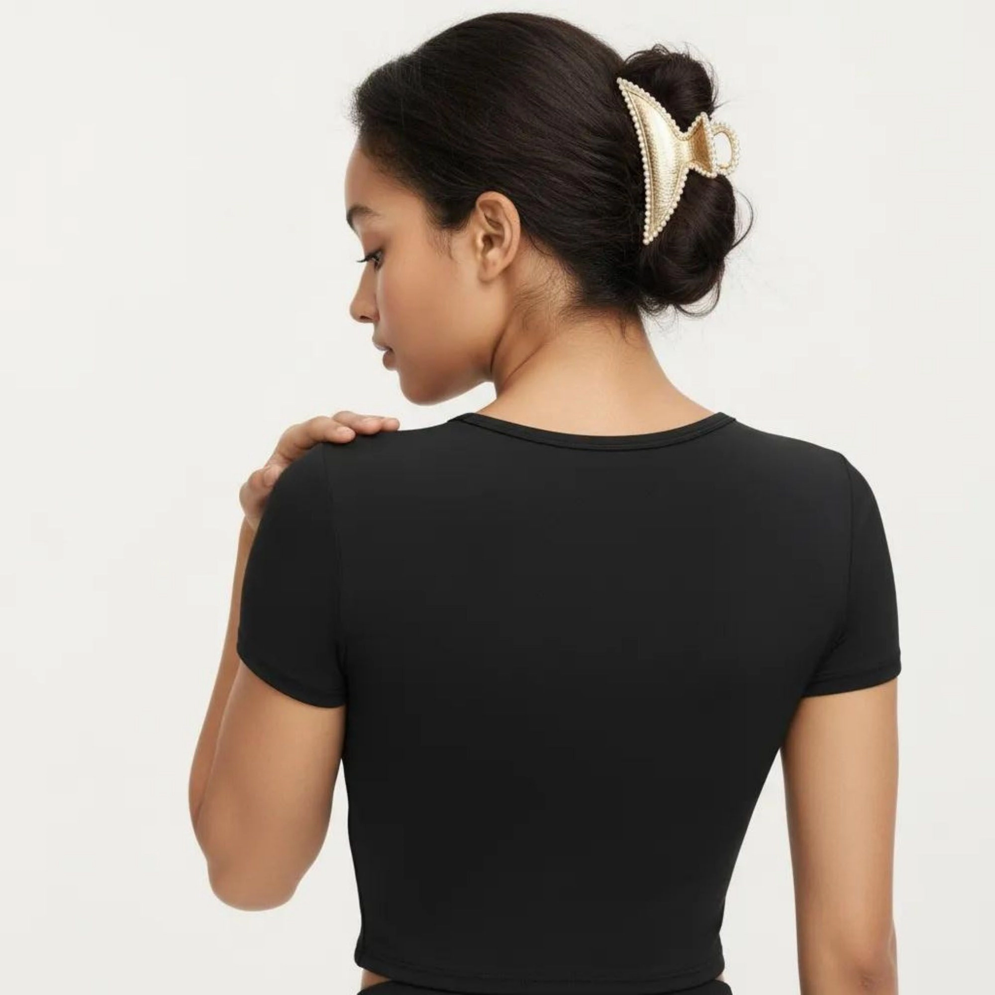 Anna-Kaci Women's Ribbed Square Neck Fitted Crop Workout Top Stretch Athletic Training Shirt for Yoga Fitness