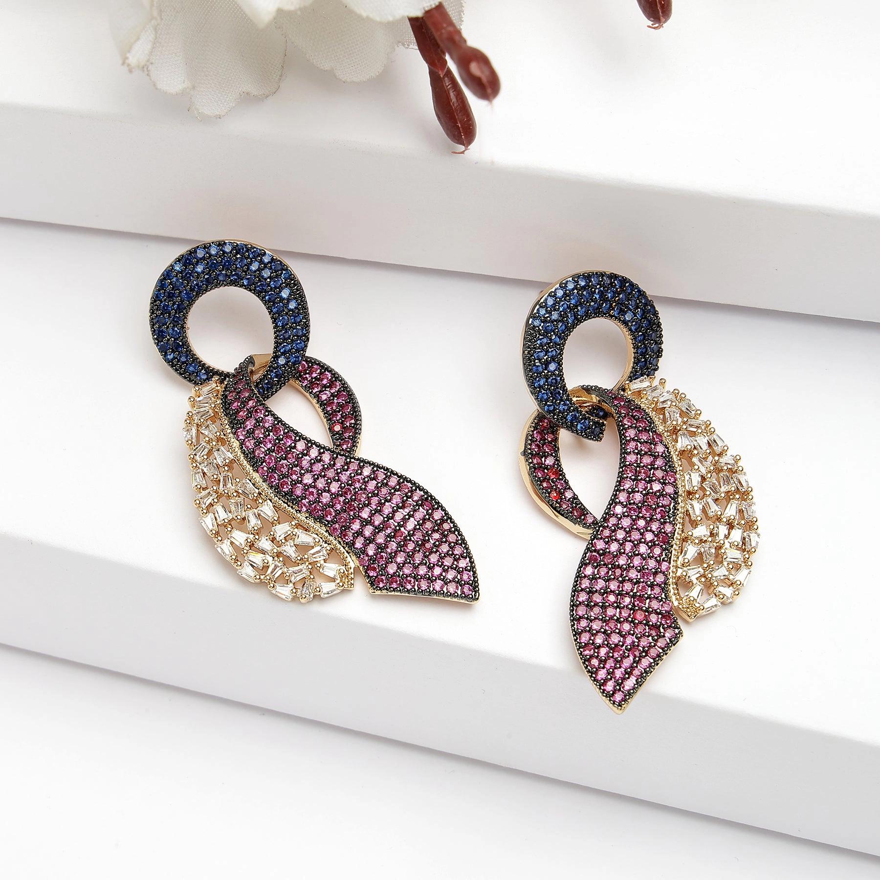 AGP PARIS Womens Diva Cubic Zirconia Modern Drop Earrings