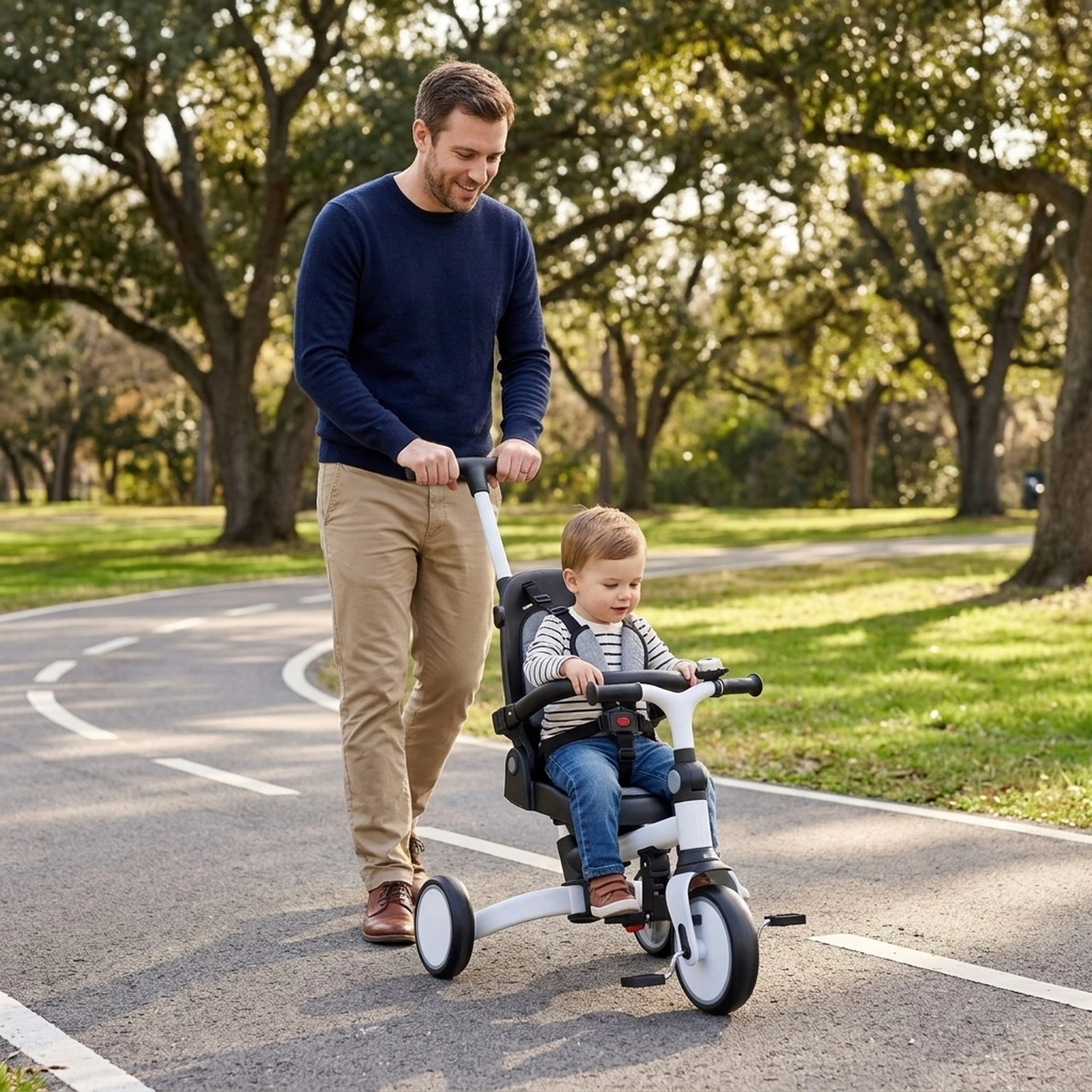 8-in-1 Folding Kids Tricycle and Balance Bike for Toddlers to 6 Years Removable Canopy Push Handle Rotating Seat Gray