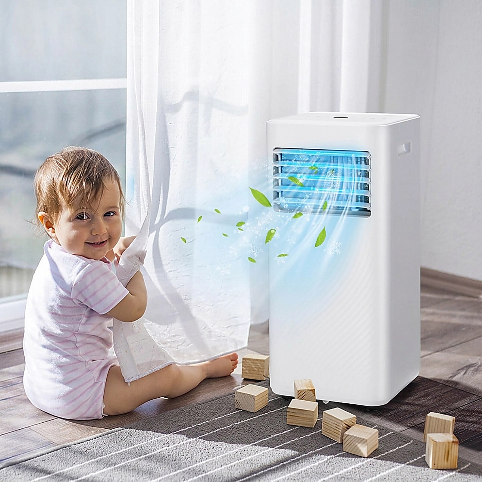 SUGIFT 4-in-1 8000 BTU Air Conditioner with Fan Dehumidifier and Sleep Mode 27.5-in Tall for 250 sq ft Rooms White