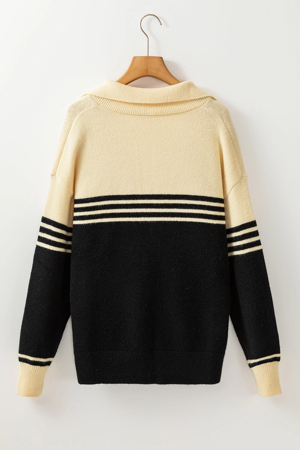 Threaded Pear Women's Briella Colorblock Stripe Collared Sweater