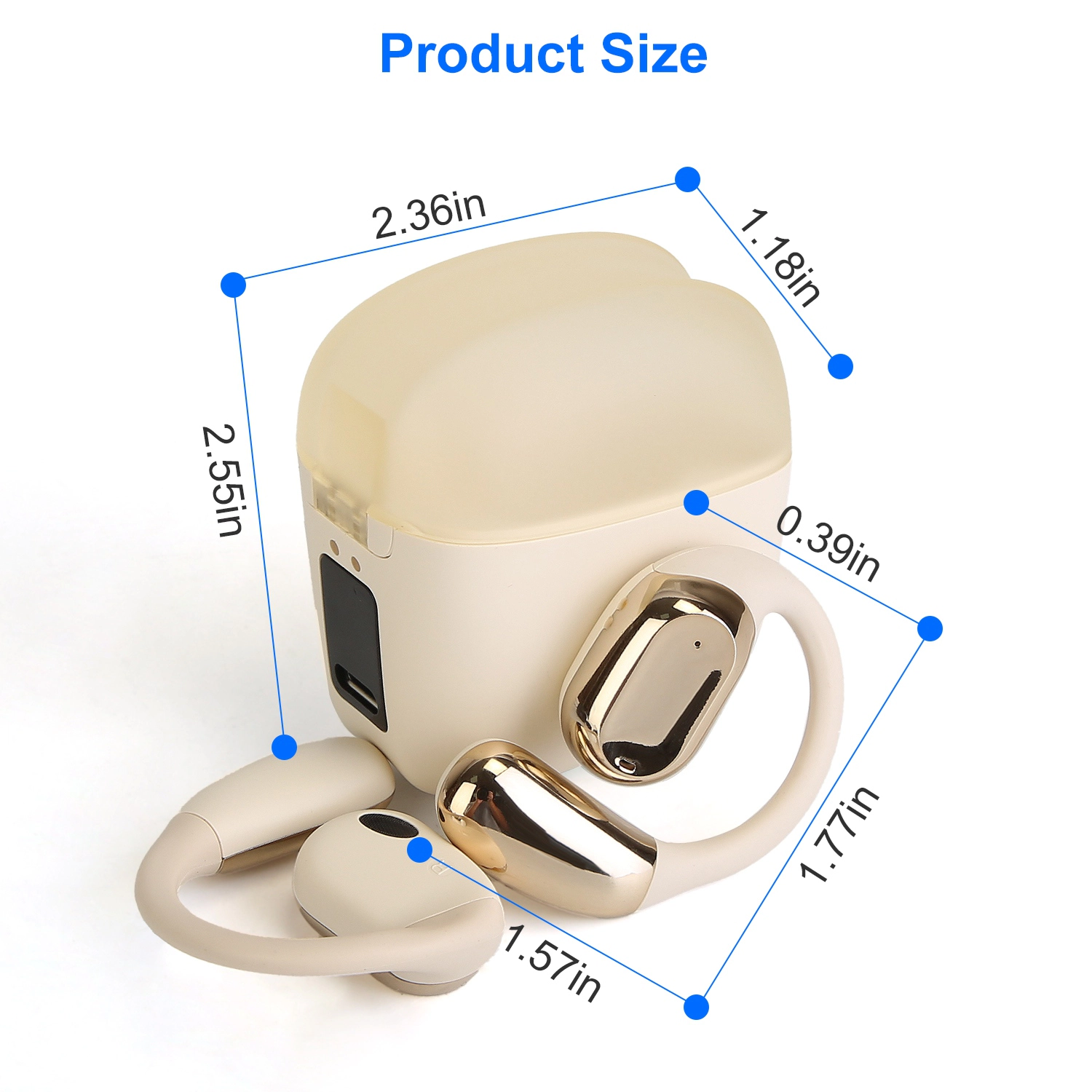 GBruno Wireless Open Ear Earbuds With LED Display